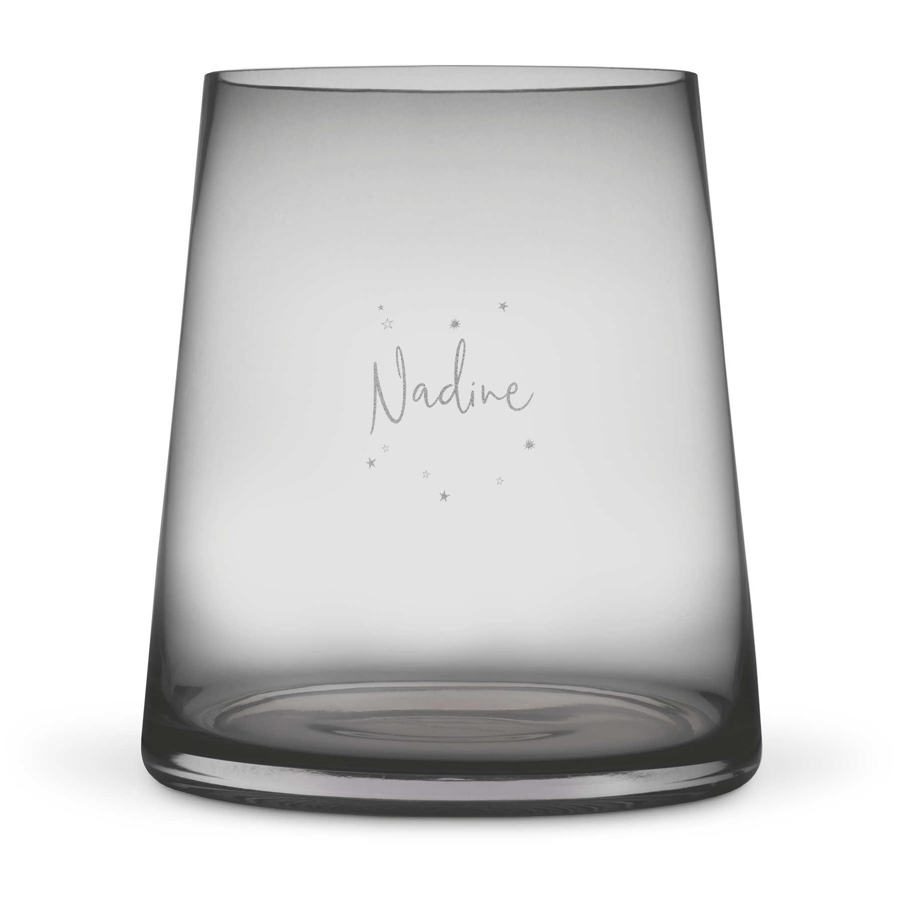 Personalisierte Vase mit Name Nadine und Sternen graviert, als Deko für dein Haus