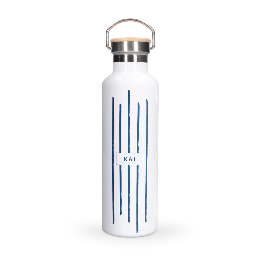 Personalised gym bottle with bamboo lid Personalised gym bottle with bamboo lid