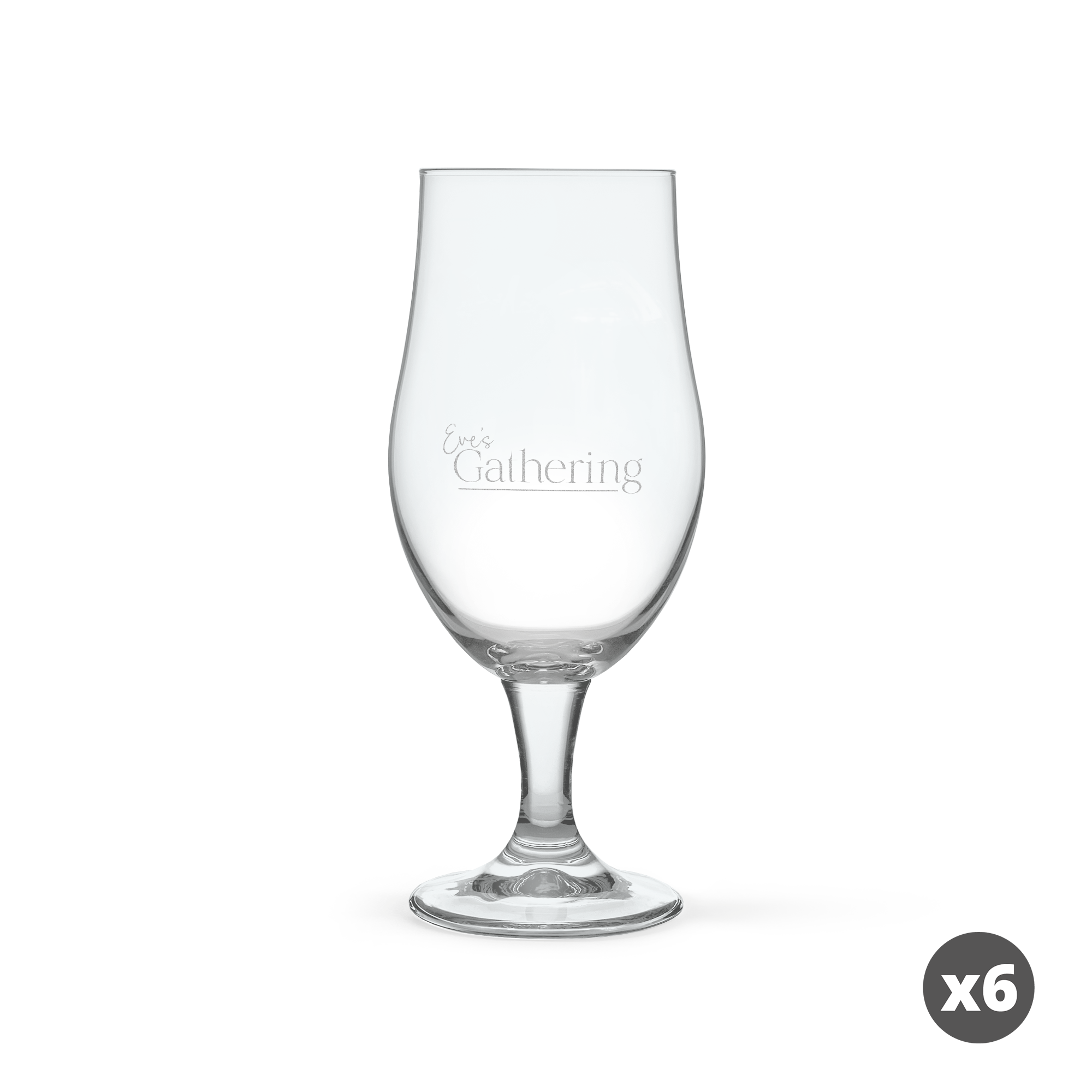 Pina colada glas, blauwkleurig, gegraveerd met de tekst "Every Gathering" en een "x6" icoon.