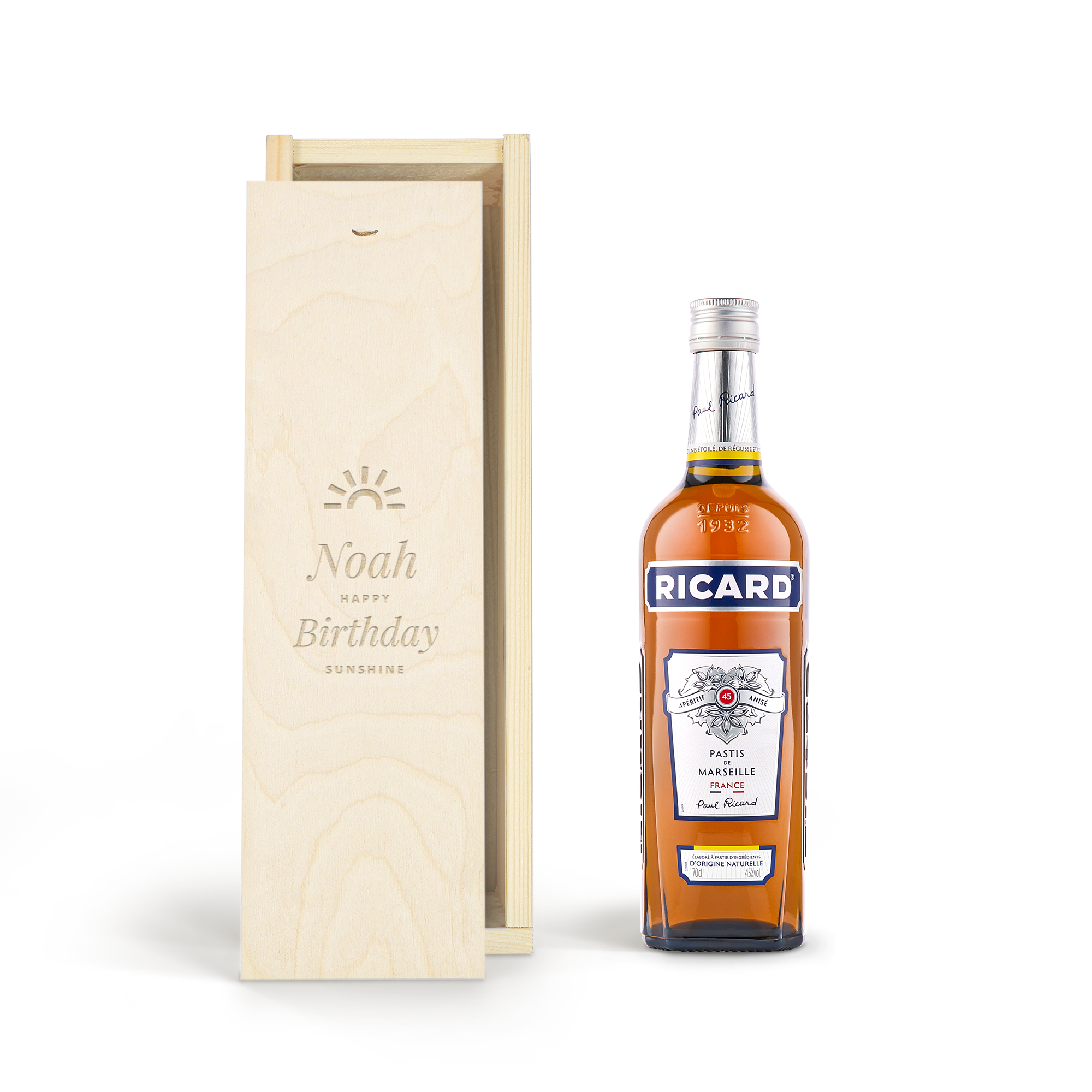 Licor Ricard Pastis em caixa gravada