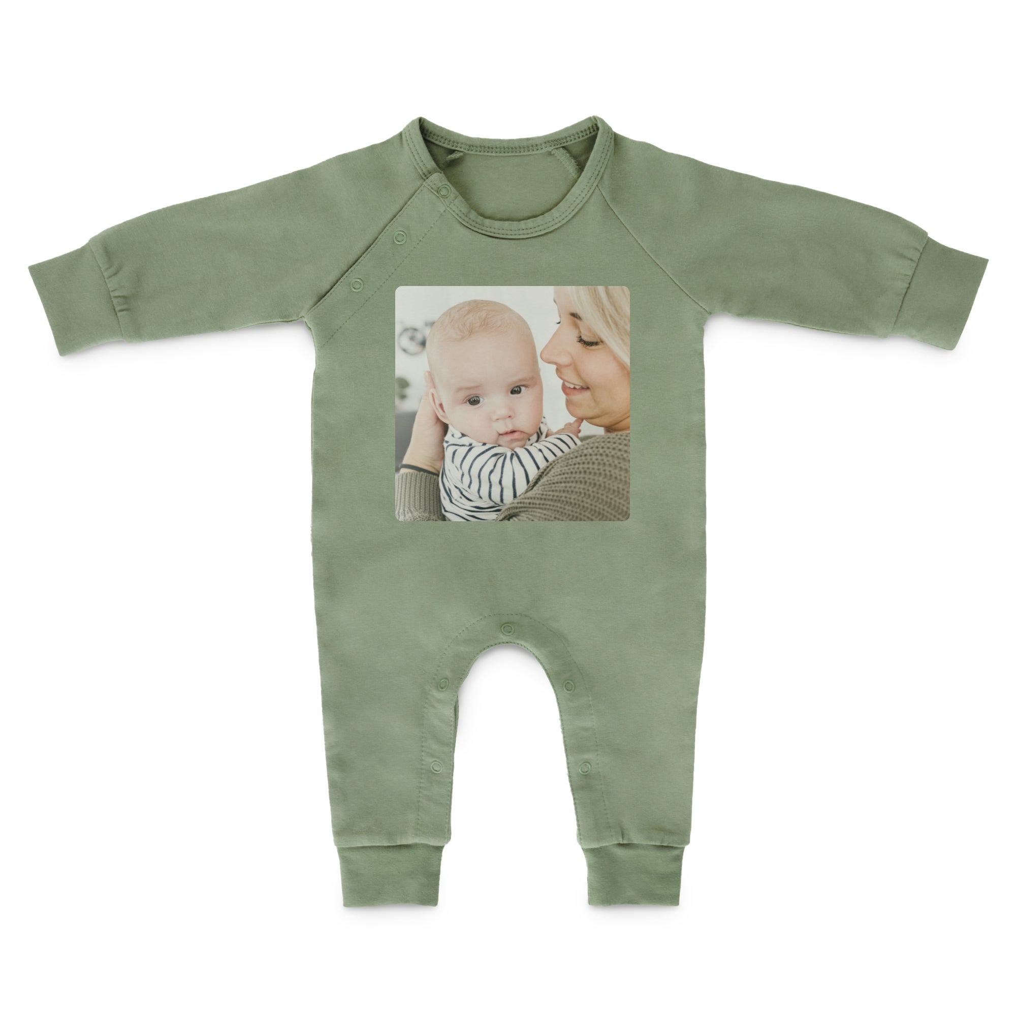 Babyplaysuit med tryk - Grøn - 62/68