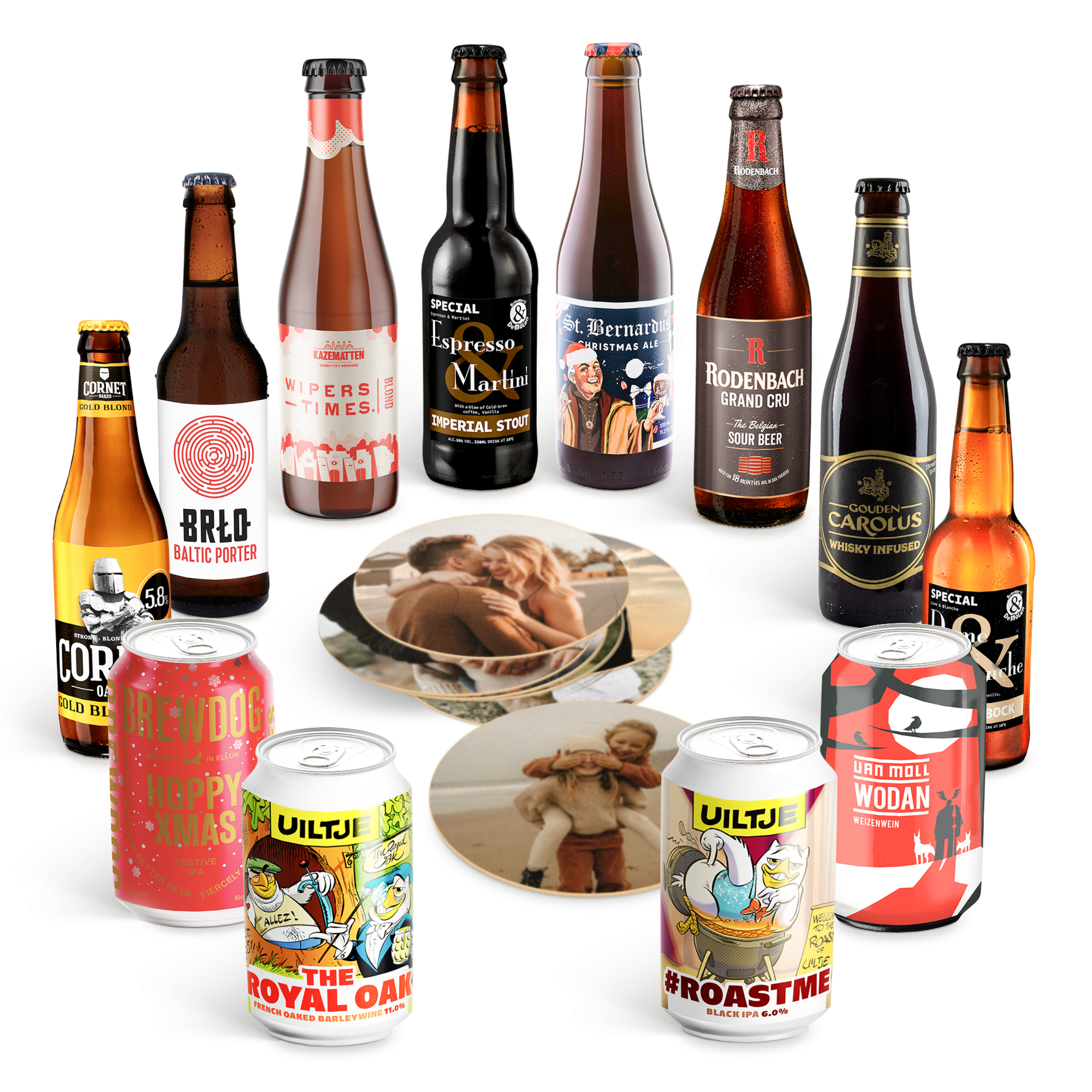 Verrassings bierpakket - 12 biertjes met gepersonaliseerde bierviltjes