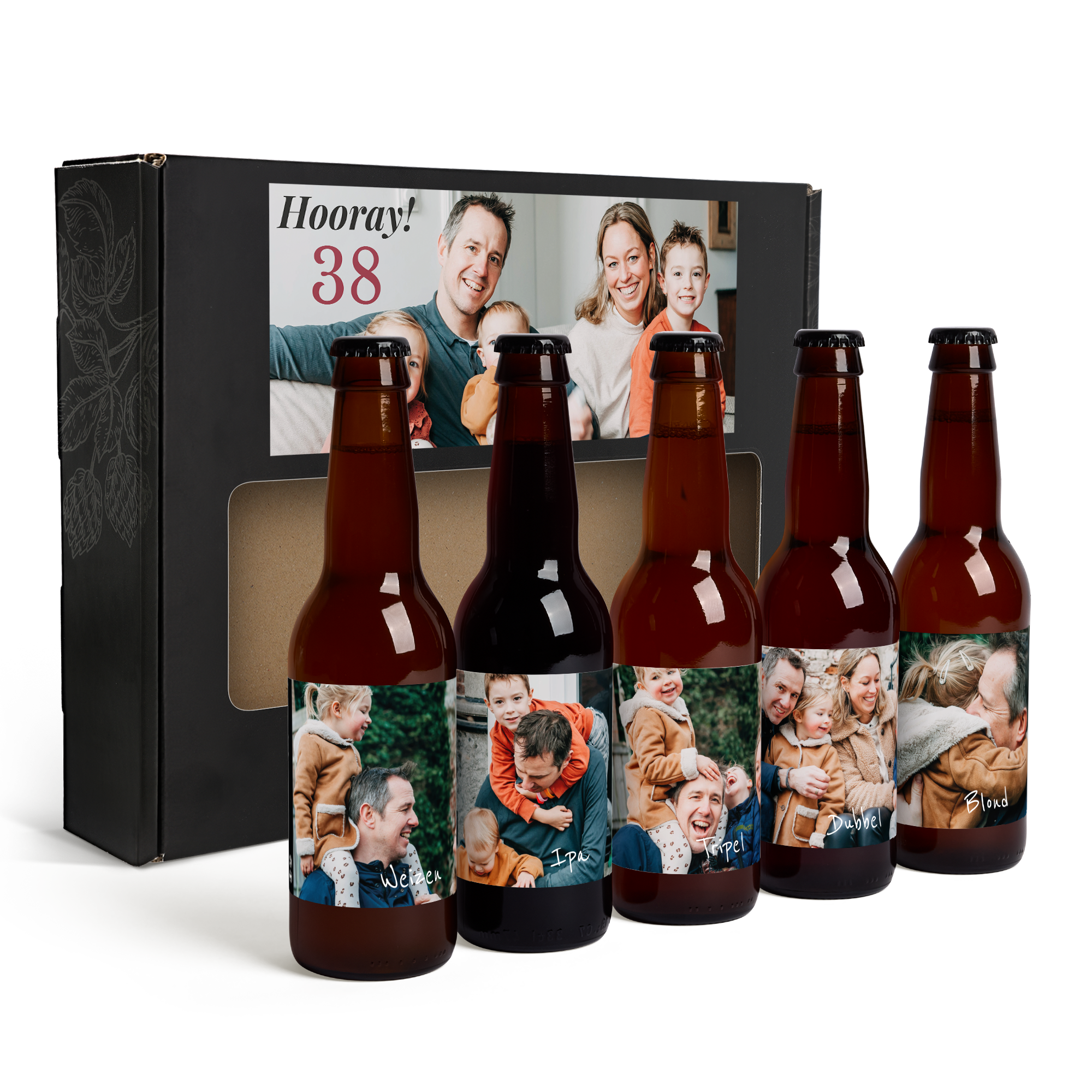 Bierpakket met individueel gepersonaliseerd flesjes