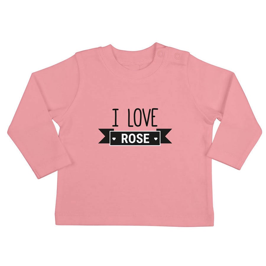 Camiseta personalizada de bebé - Manga larga - Rosa - 62/68