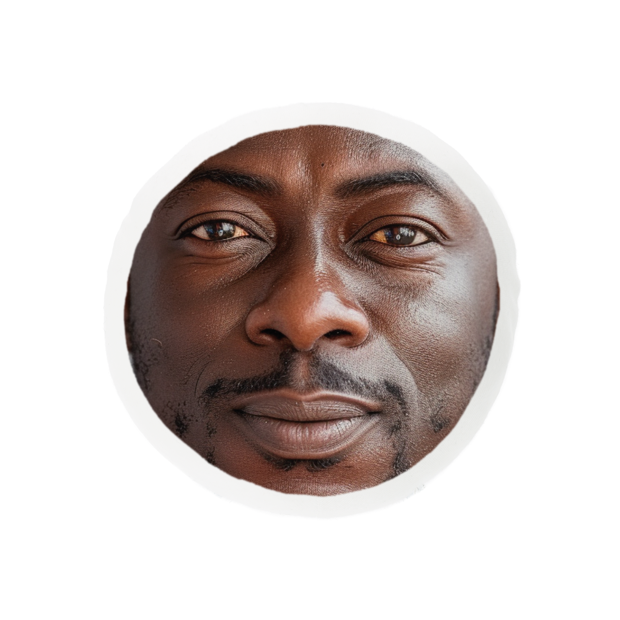 Removable ItsieMe head printed with a photo of a man's face for a personalized plush toy