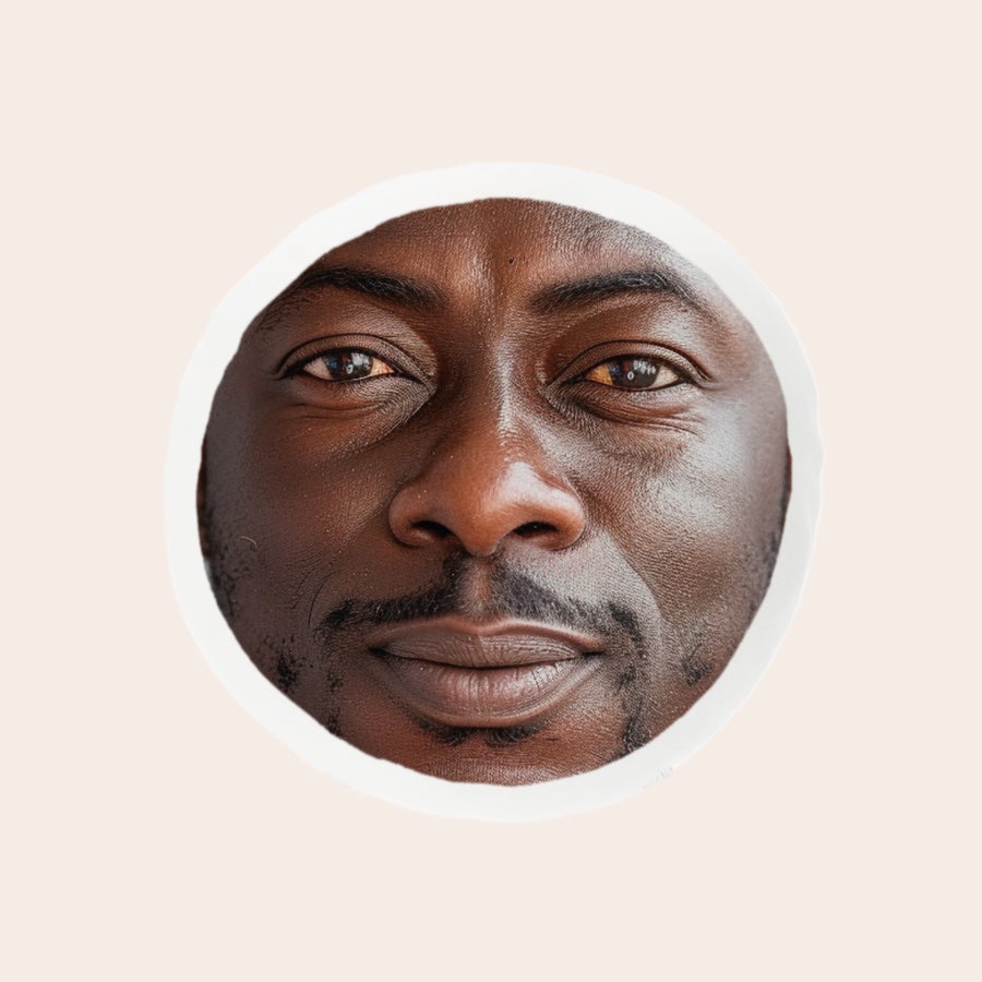 ItsieMe - Bunny Removable ItsieMe head printed with a photo of a man's face for a personalized plush toy