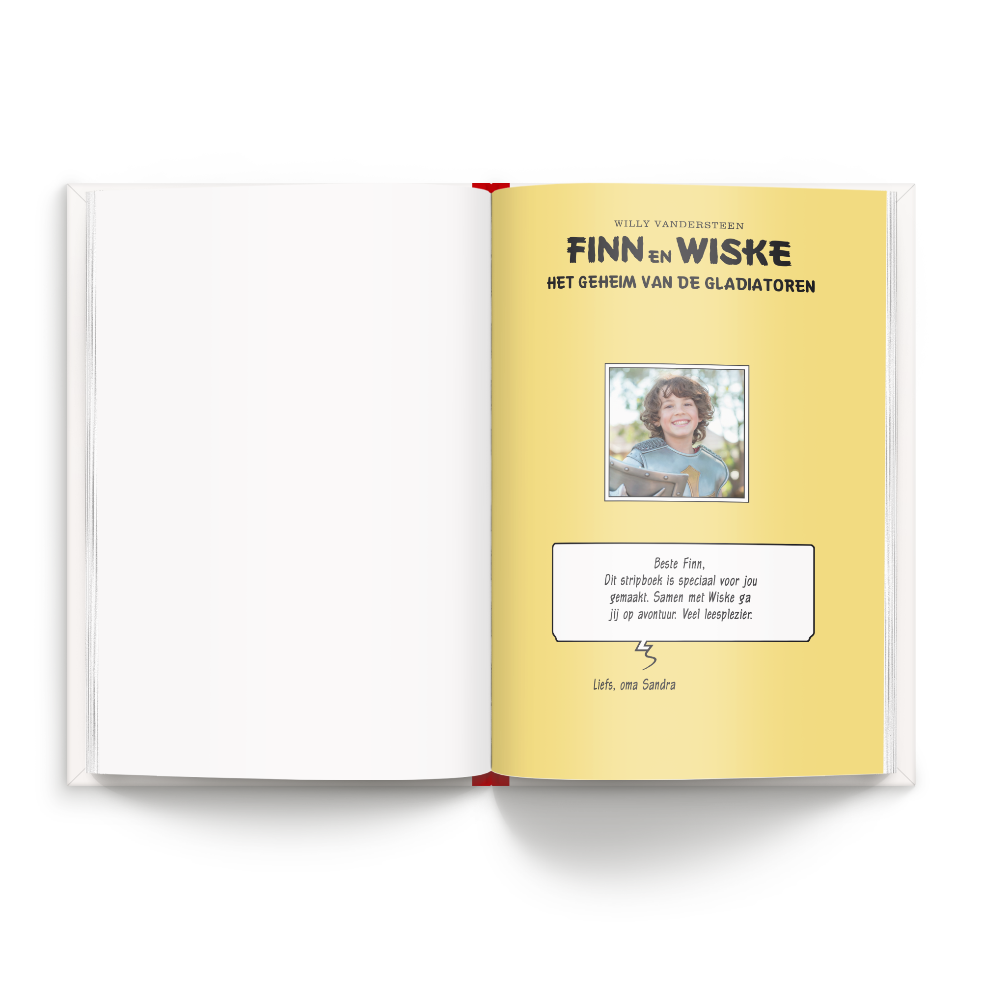Persoonlijk stripboek Suske en Wiske 'Het geheim van de gladiatoren' (Hardcover) met gepersonaliseerde tekst 