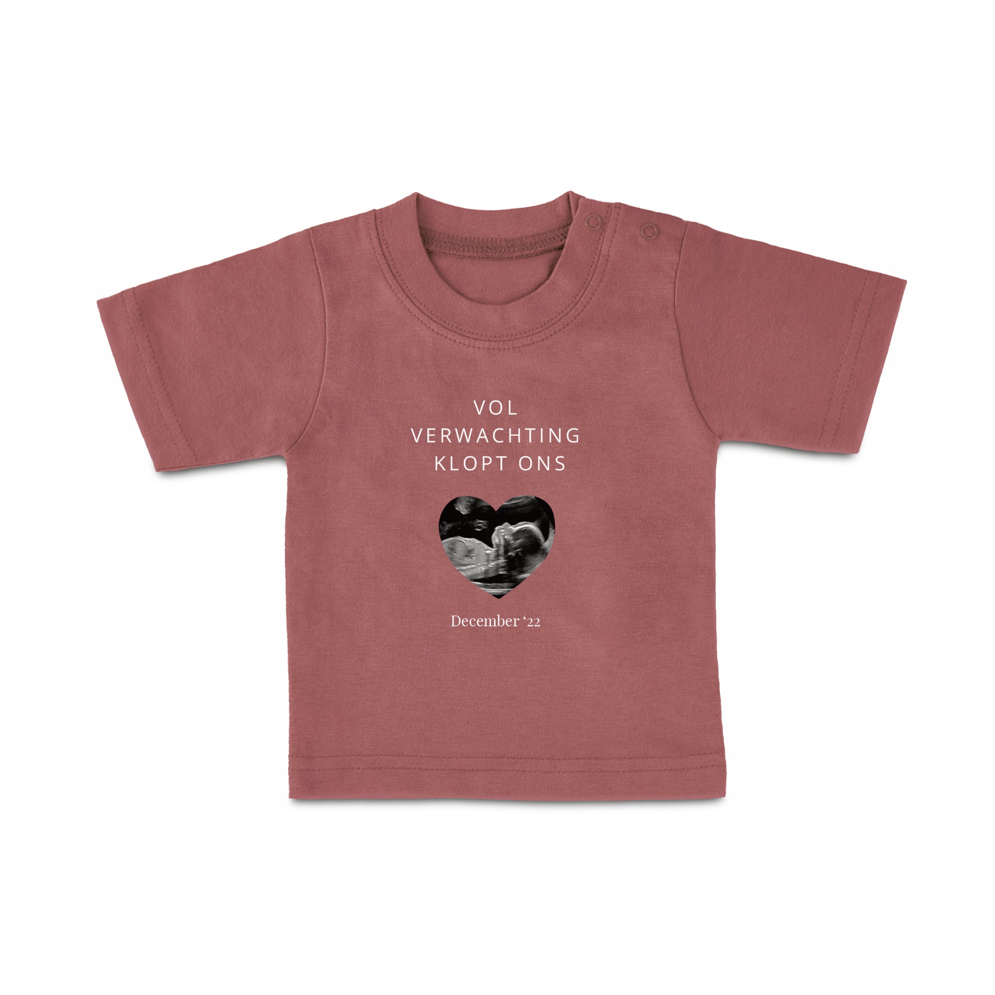 Baby shirt bedrukken - Korte mouw - Roze - 50/56