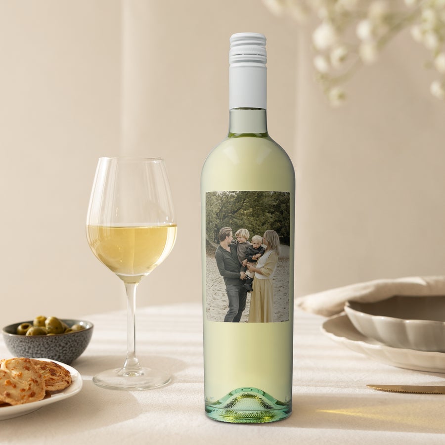 Personalizowane wino Riondo Pinot Grigio Wino Riondo Pinot Grigio z własną etykietą, wydrukowane zdjęcie rodziny