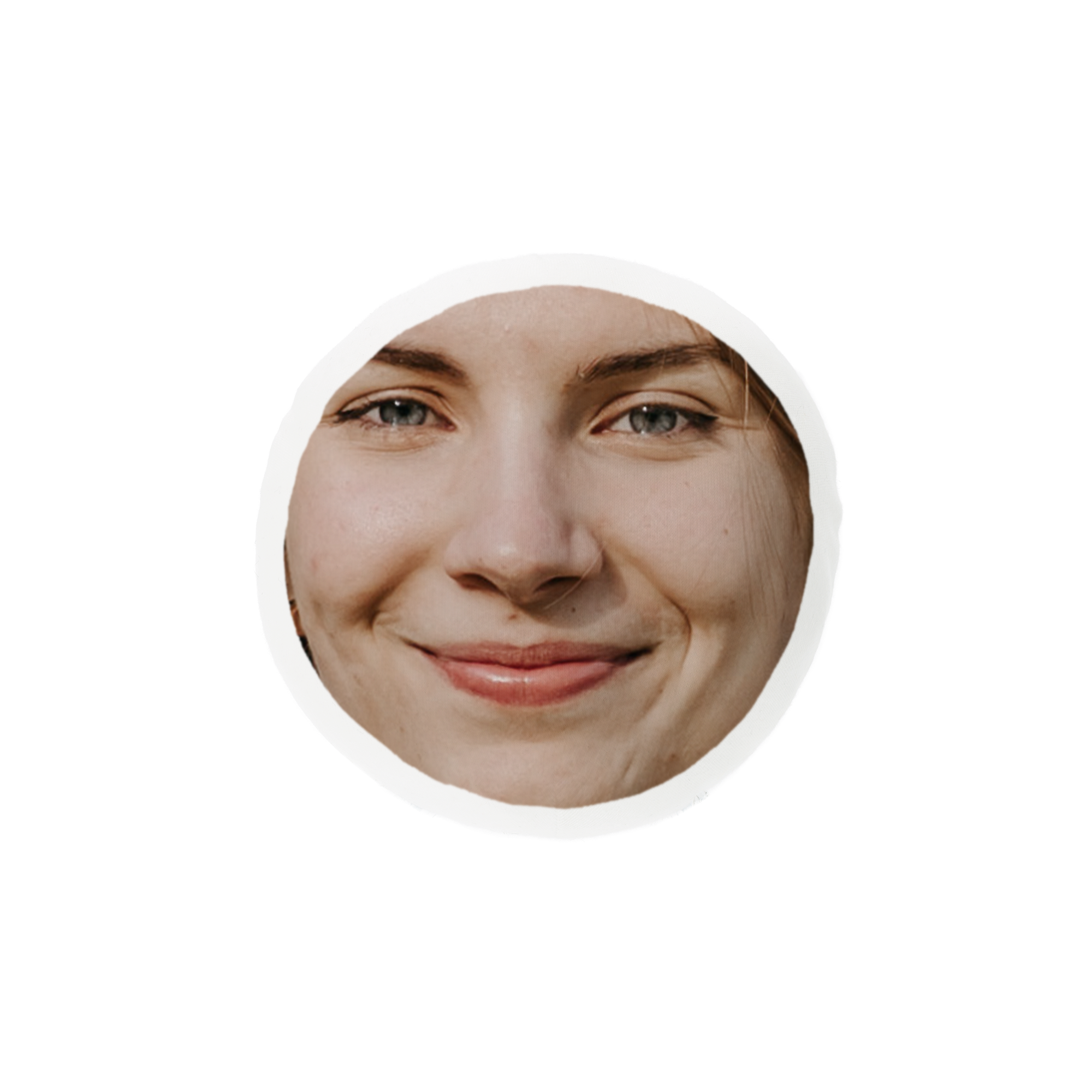 ItsieMe-karhun irrotettava pää omalla valokuvalla, hymyilevät kasvot. Täydennä ItsieMe-kokoelmaasi.