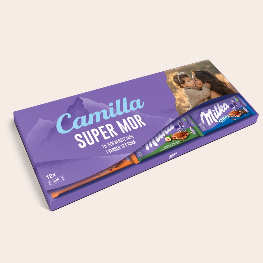 Personlig Mega Milka med navn og billede Personlig Mega Milka med navn og billede