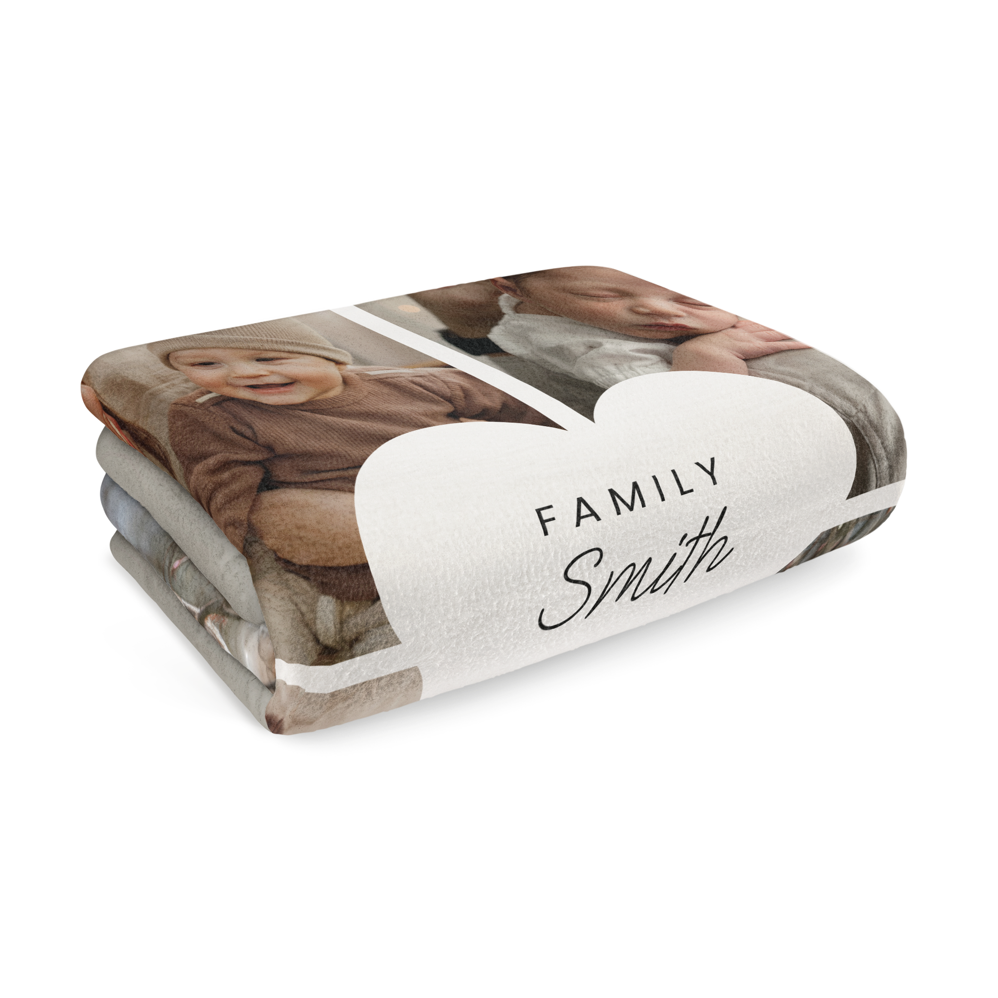 Couverture polaire personnalisée imprimée avec des photos de bébés et le texte "FAMILY Smith"
