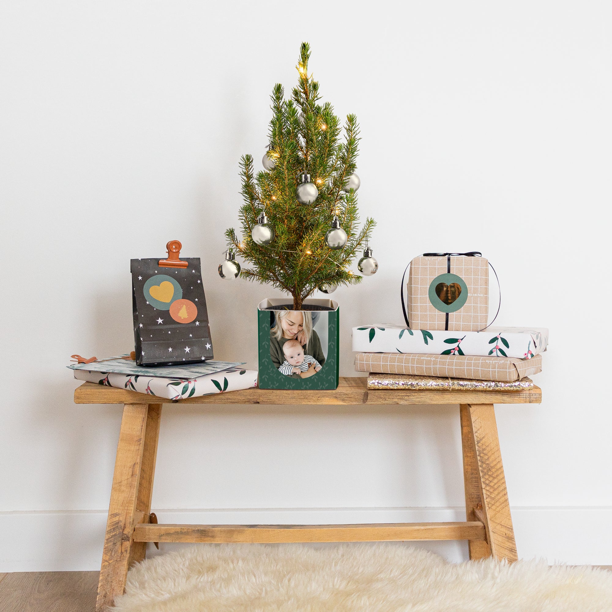 Mini kerstboom in gepersonaliseerde pot Mini kerstboom in gepersonaliseerde pot