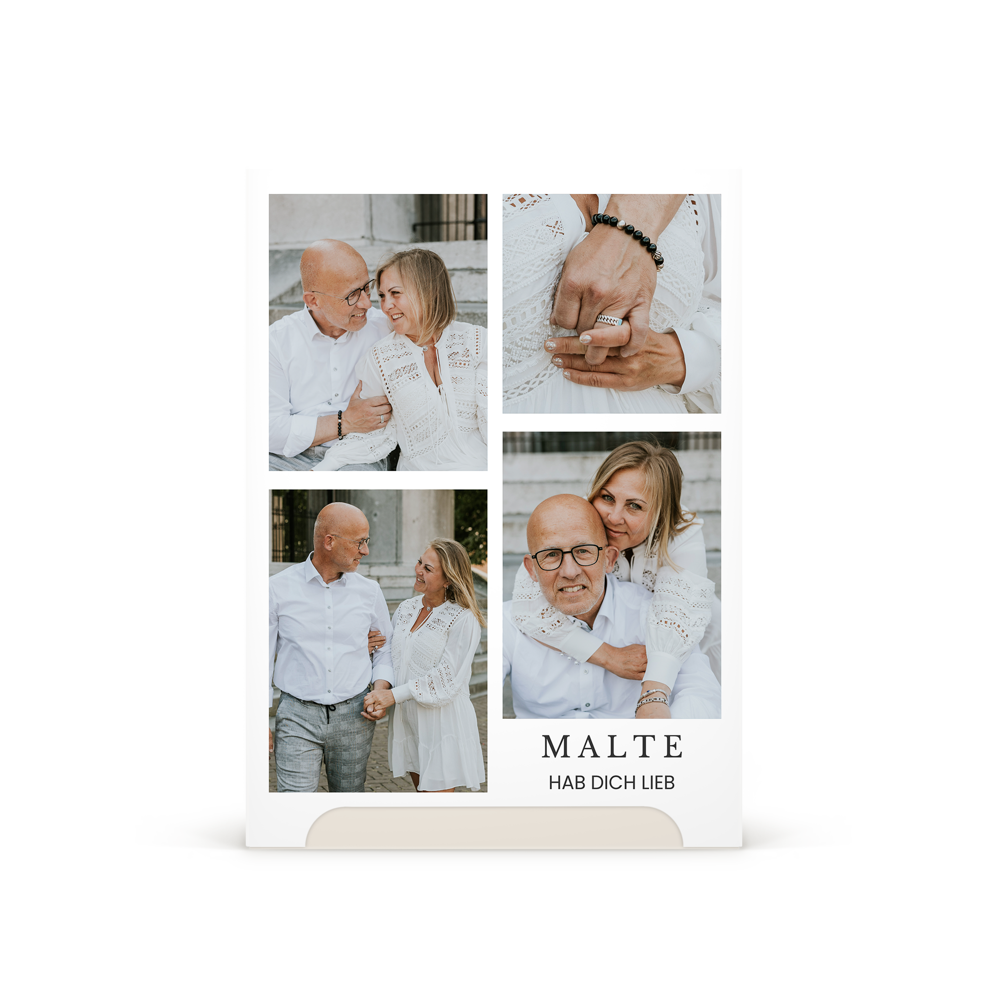 Personalisierte Geschenkbox mit mehreren Fotos und dem Namen Malte Habe Dich Lieb für eine einzigartige Bonne Maman Geschenkbox.