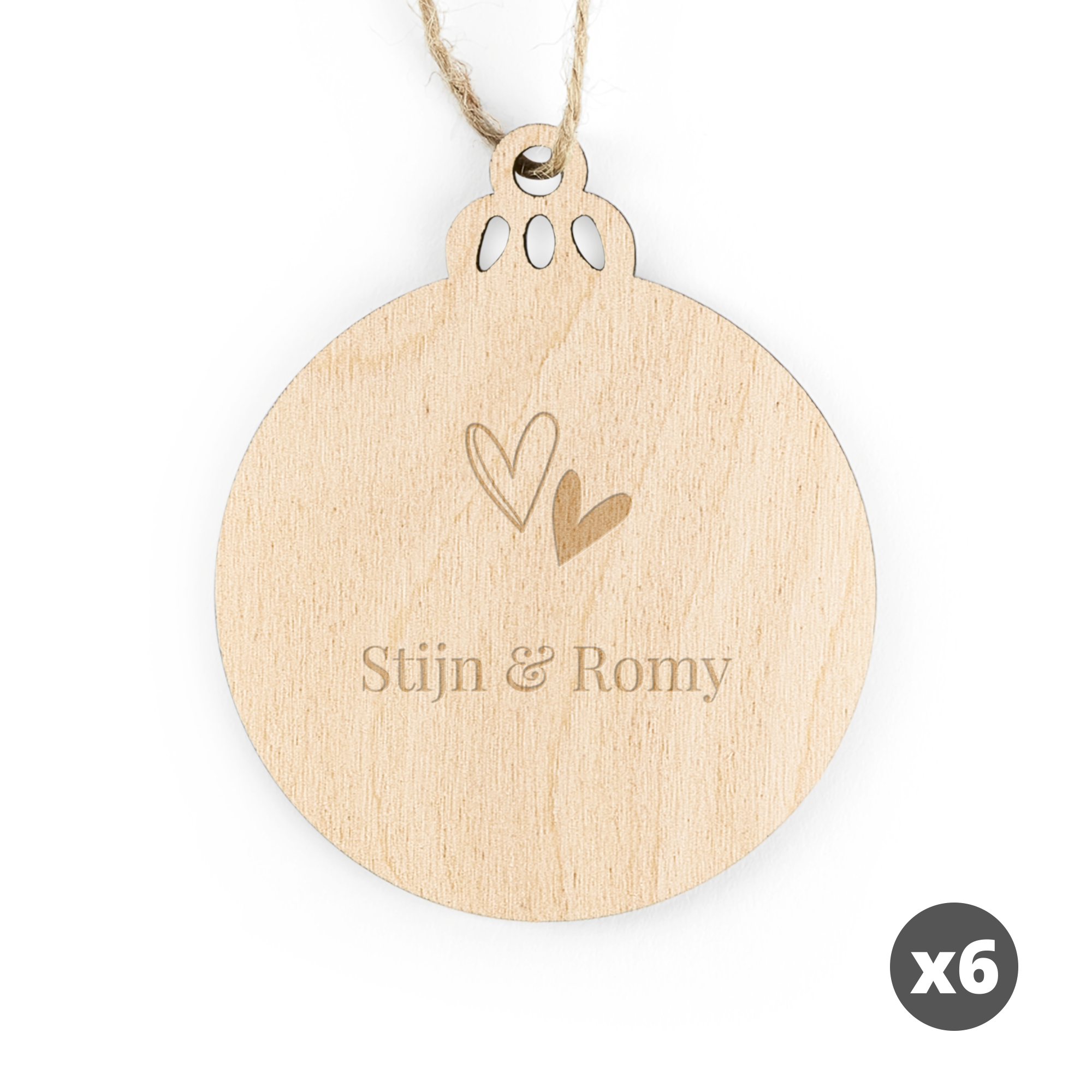Houten kersthanger met naam