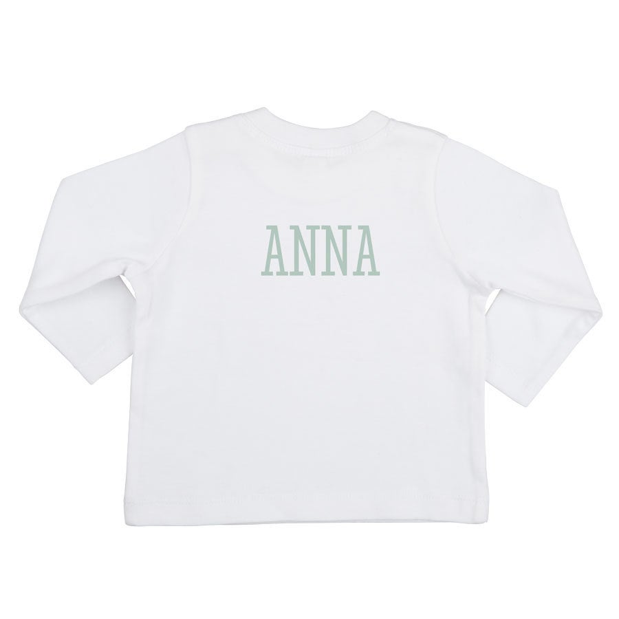 Camiseta personalizada de bebé - Manga larga - Blanco - 50/56