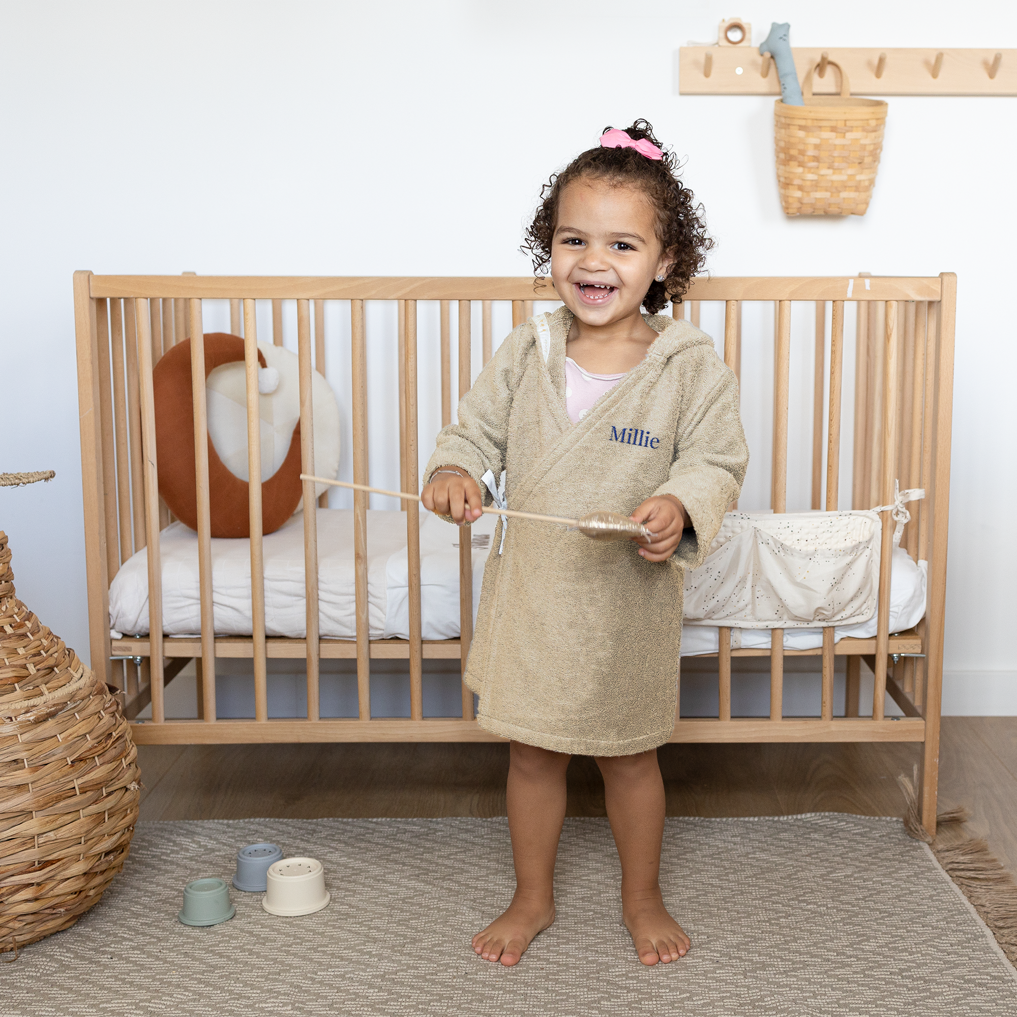 Babybadjas met naam borduren - 62/68- Zand
