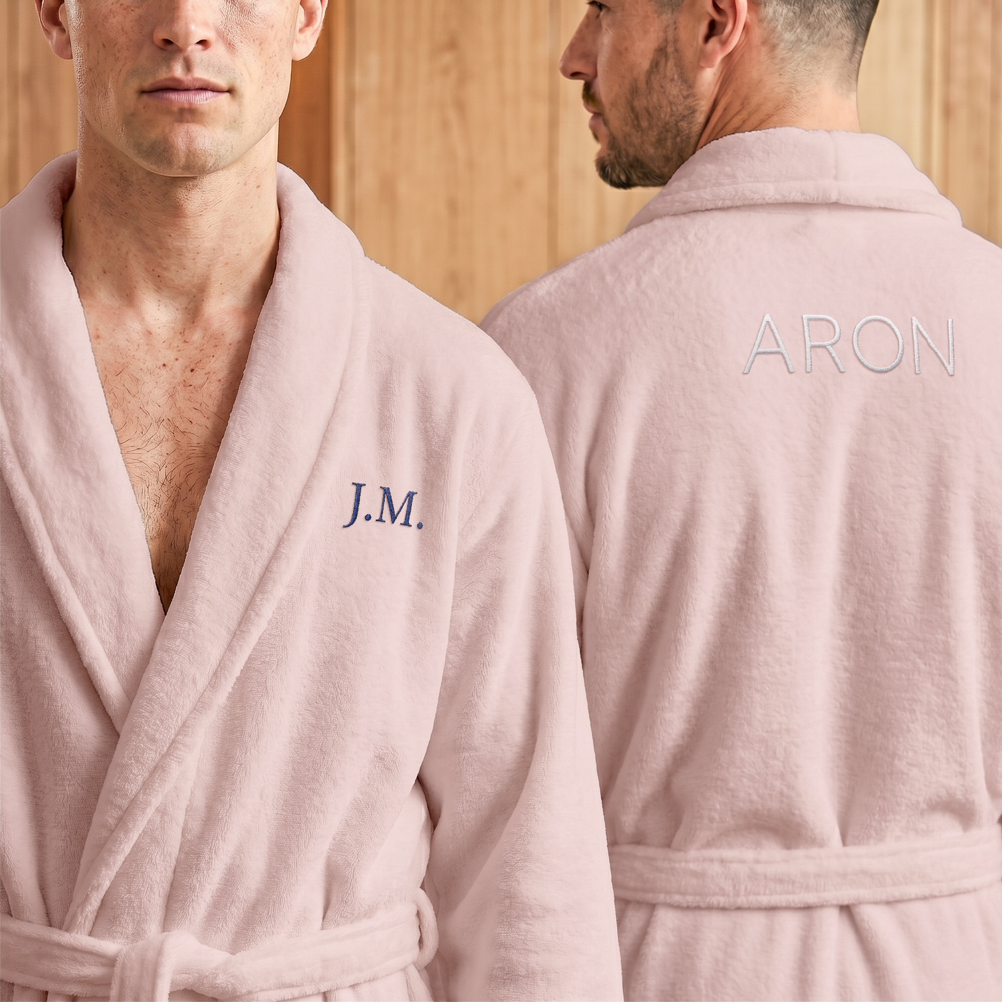 Fleece badjas heren met naam