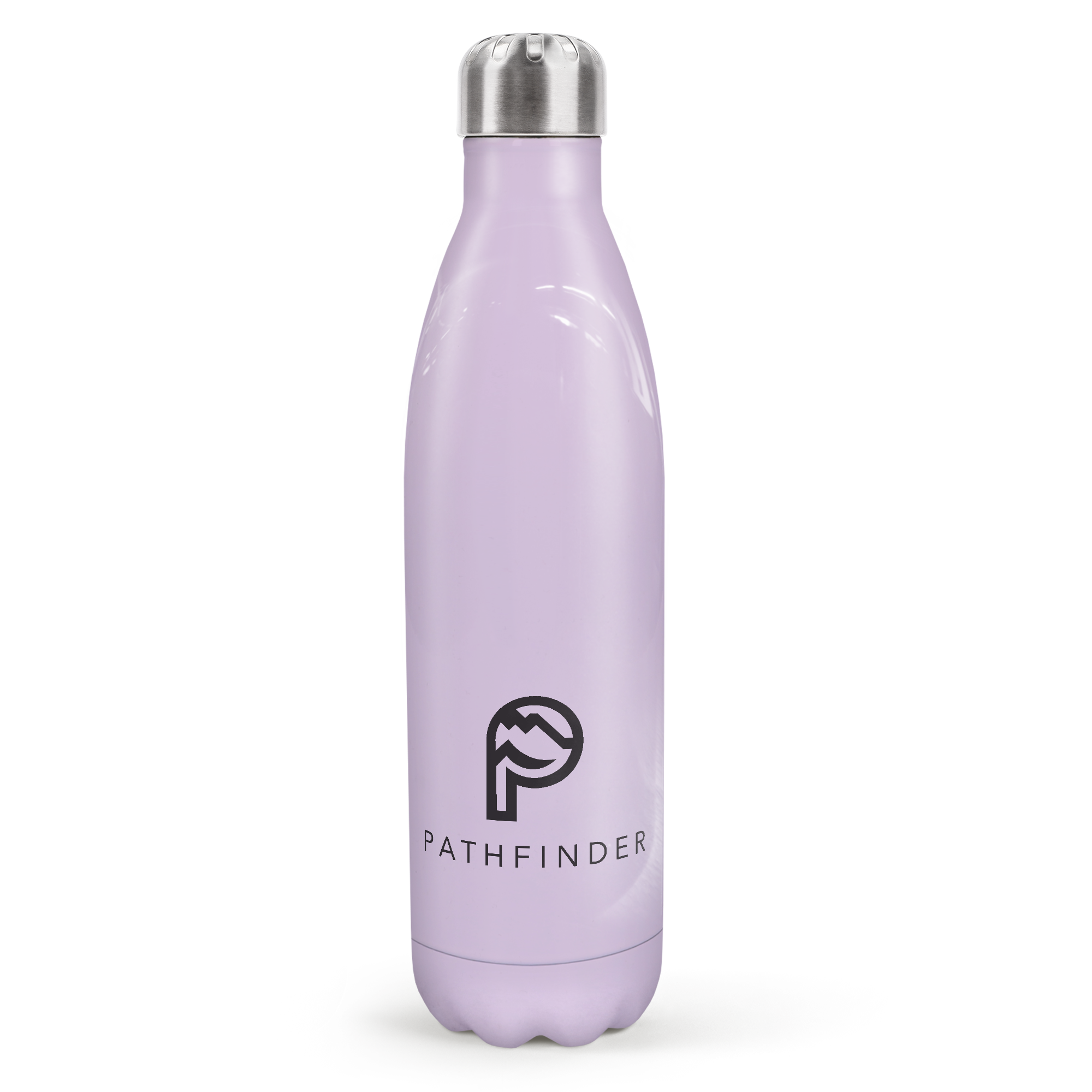 Termo personalizado violeta con logo "Pathfinder" impreso, para mejorar tu hidratación.