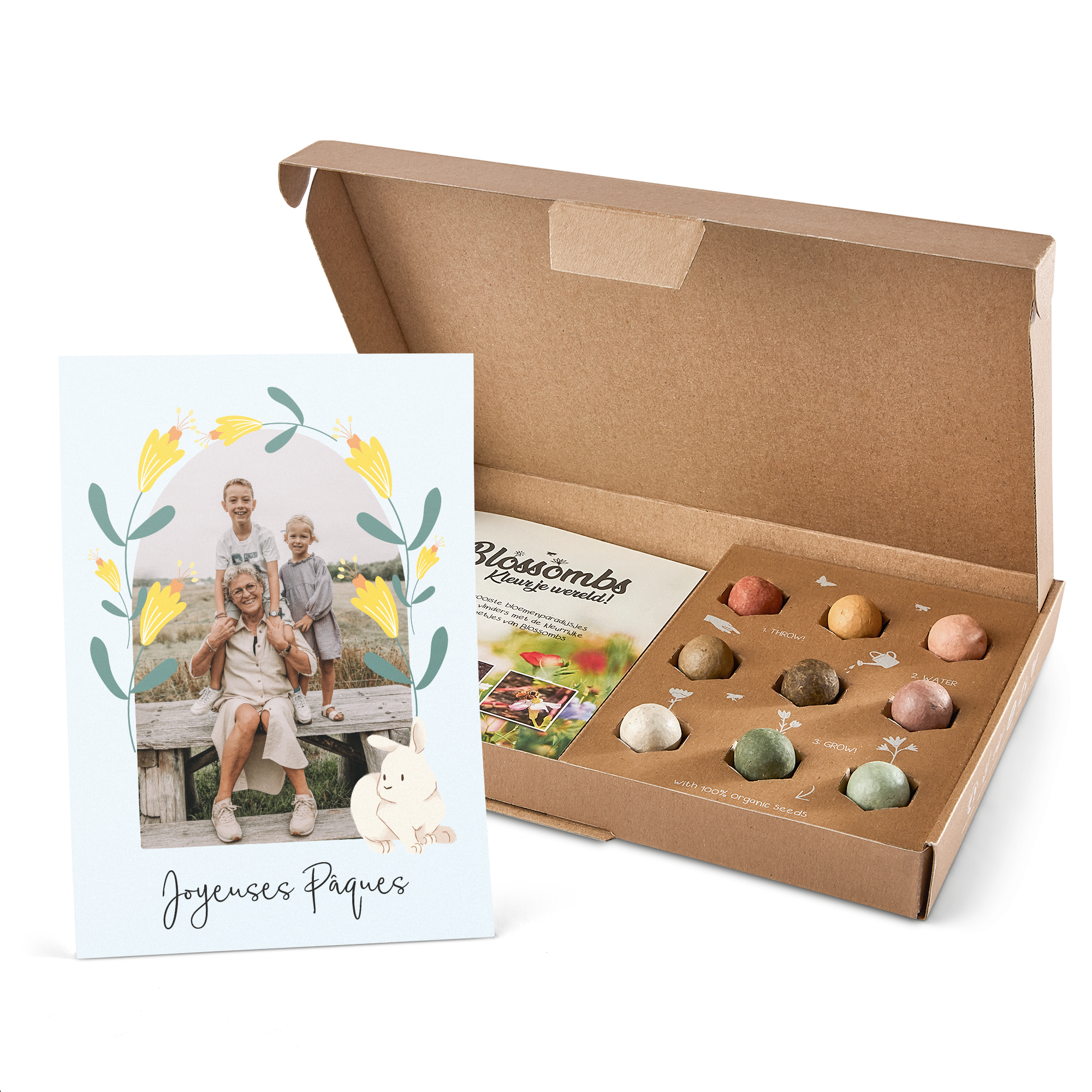 Boîte cadeau personnalisée de bombes de graines de fleurs