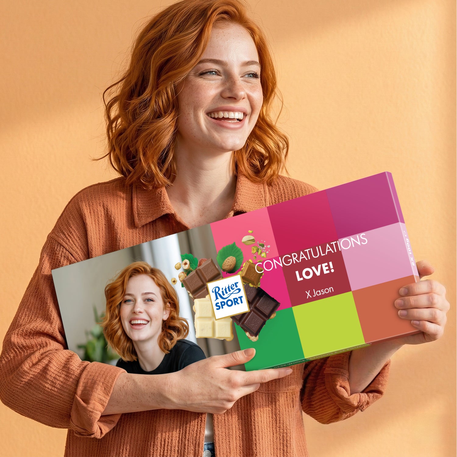 Personoitu Mega Ritter Sport suklaalevy - 8 levyä