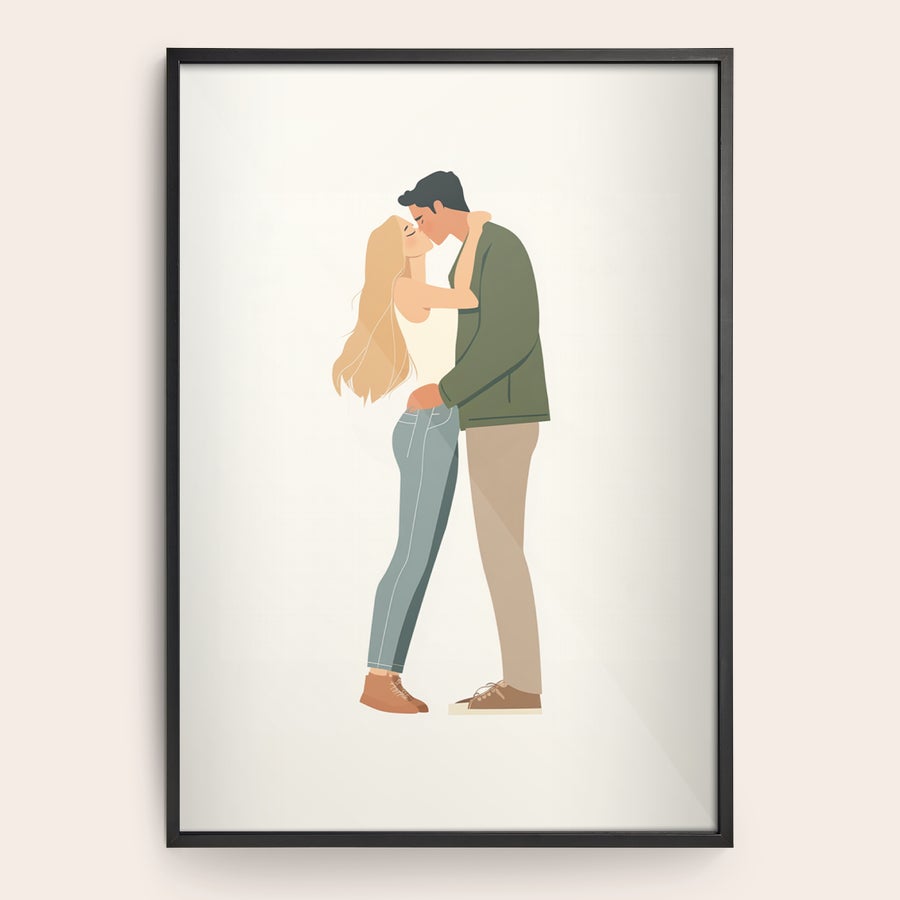 Fotografia emoldurada Moldura de madeira preta personalizada com foto de casal, imortalize a sua memória mais bonita.