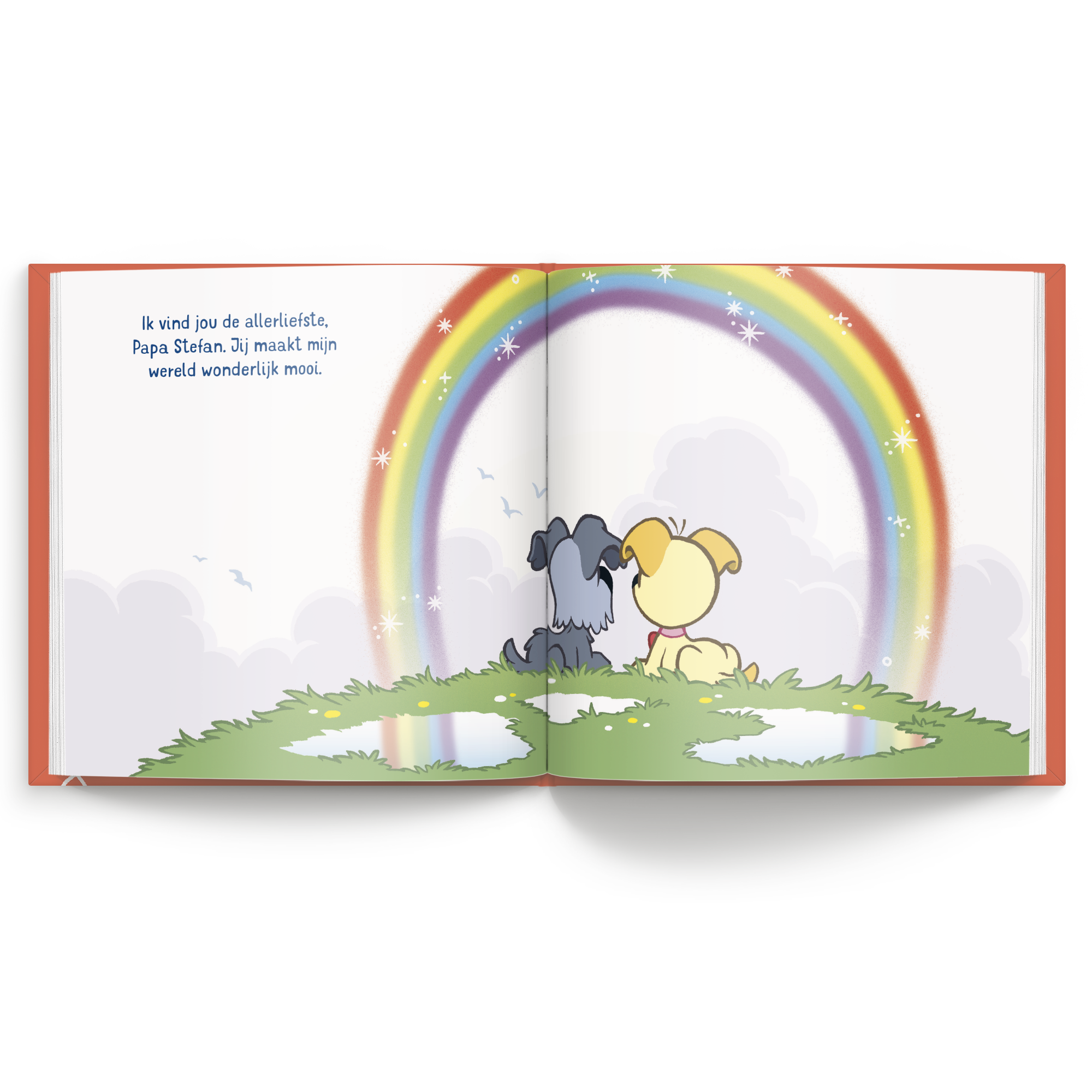 Boek met naam en foto - Woezel & Pip - Jij bent de allerliefste papa (Hardcover) met persoonlijke tekst 'Papa Stefan' en vrolijke illustratie van Woezel en Pip.