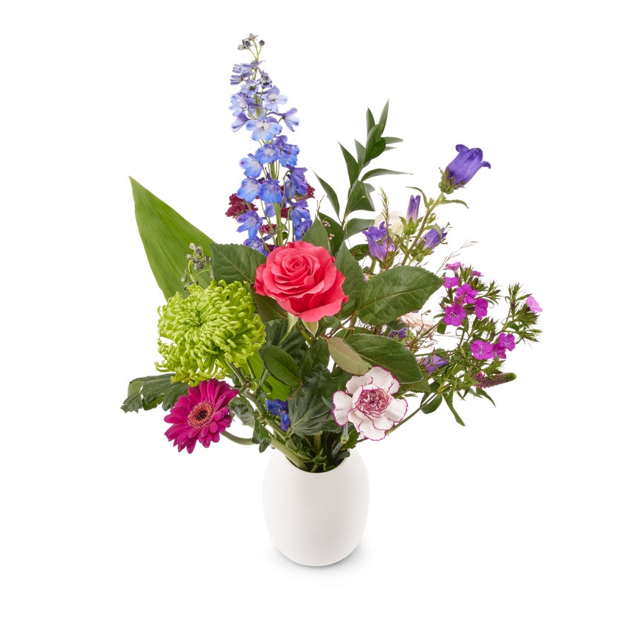 Bouquet de fleurs naturelles avec vase et carte cadeau | YourSurprise