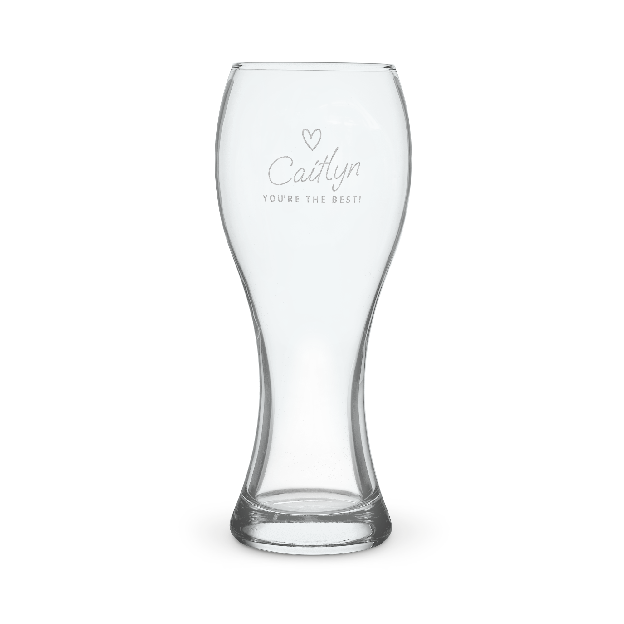 XL beer glass engraved with the name Caitlyn and the text YOU'RE THE BEST to surprise your loved ones