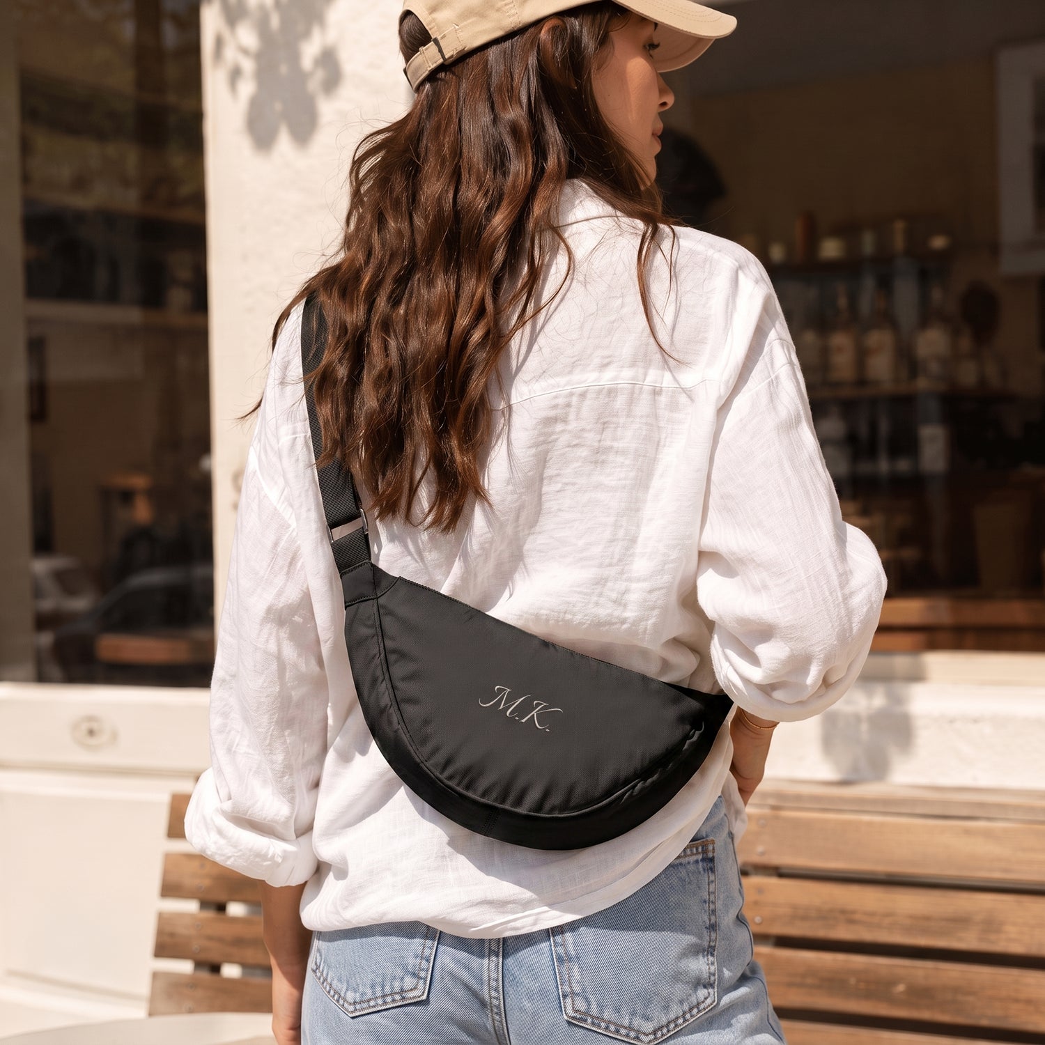 Personalizowana torba na rami� - Czarna - Styl puchowy