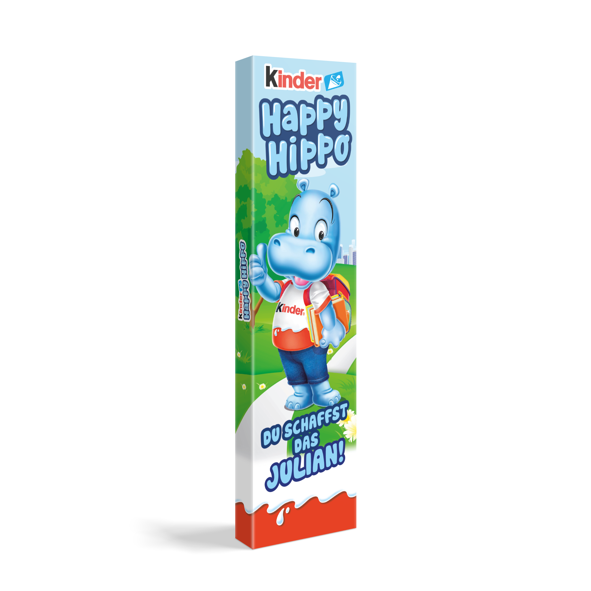 Personalisiertes kinder Happy Hippo Geschenk mit eigenem Namen, bedruckt mit Julian
