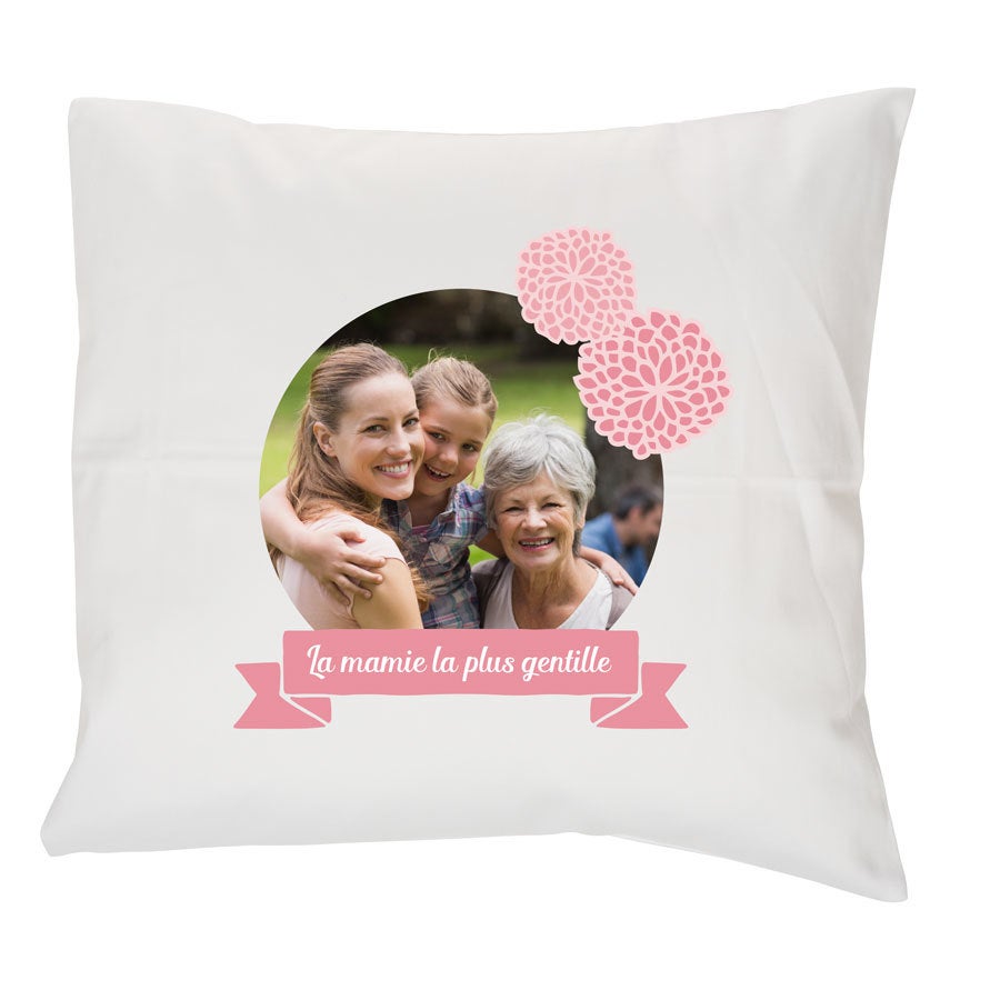 Coussin personnalisé - Blanc - 40x40 cm - Thème Mamie