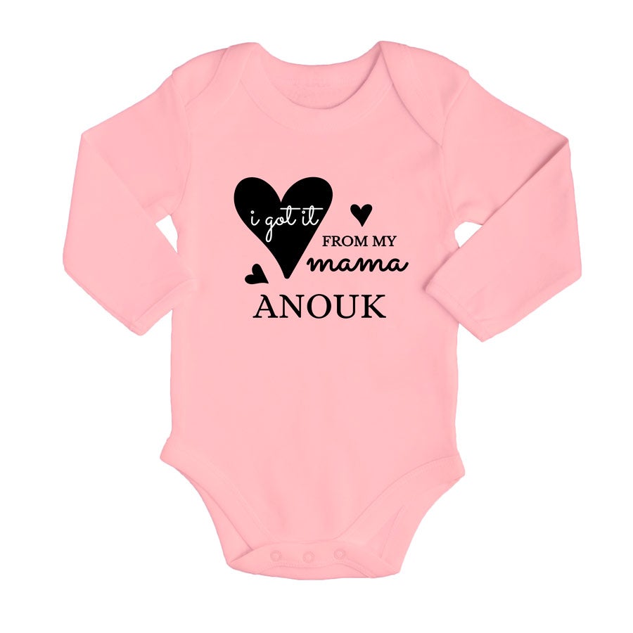 Romper bedrukken - Lange mouw - Babyroze - 50/56