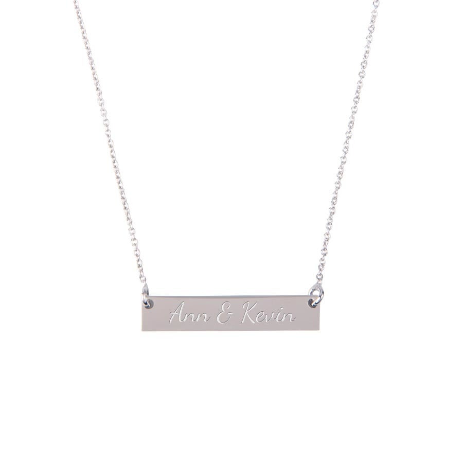【HURLEY BURLEY】Silver Square Bar Necklace メッセージ刻印♪ Flat bar necklace with name | YourSurprise