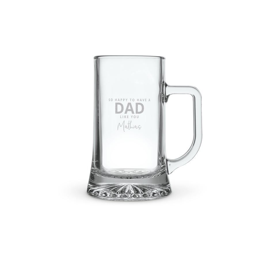 Indgraveret glastankard