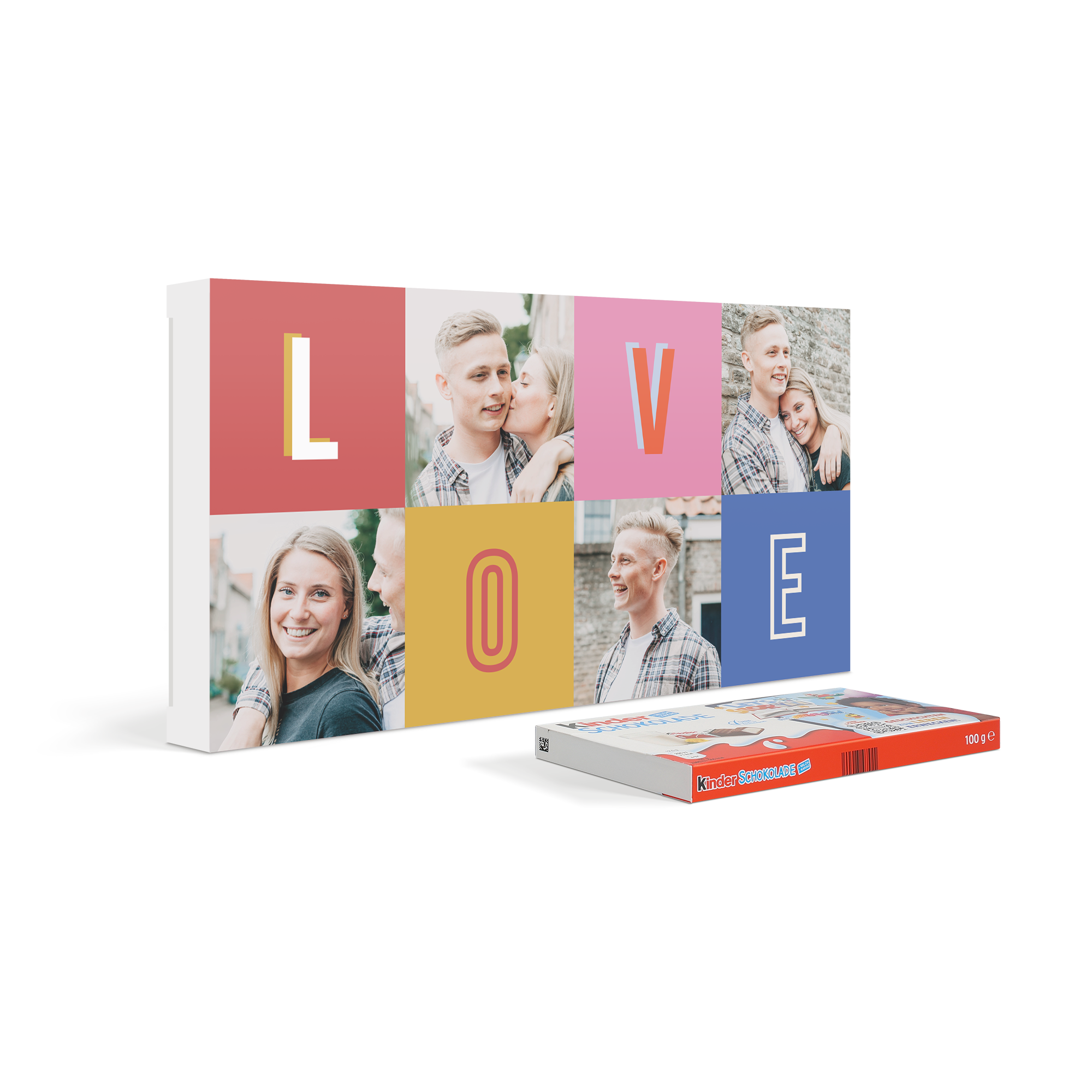 Personalisierte kinder schokolade 64 Tafeln im Karton mit LOVE Fotodesign