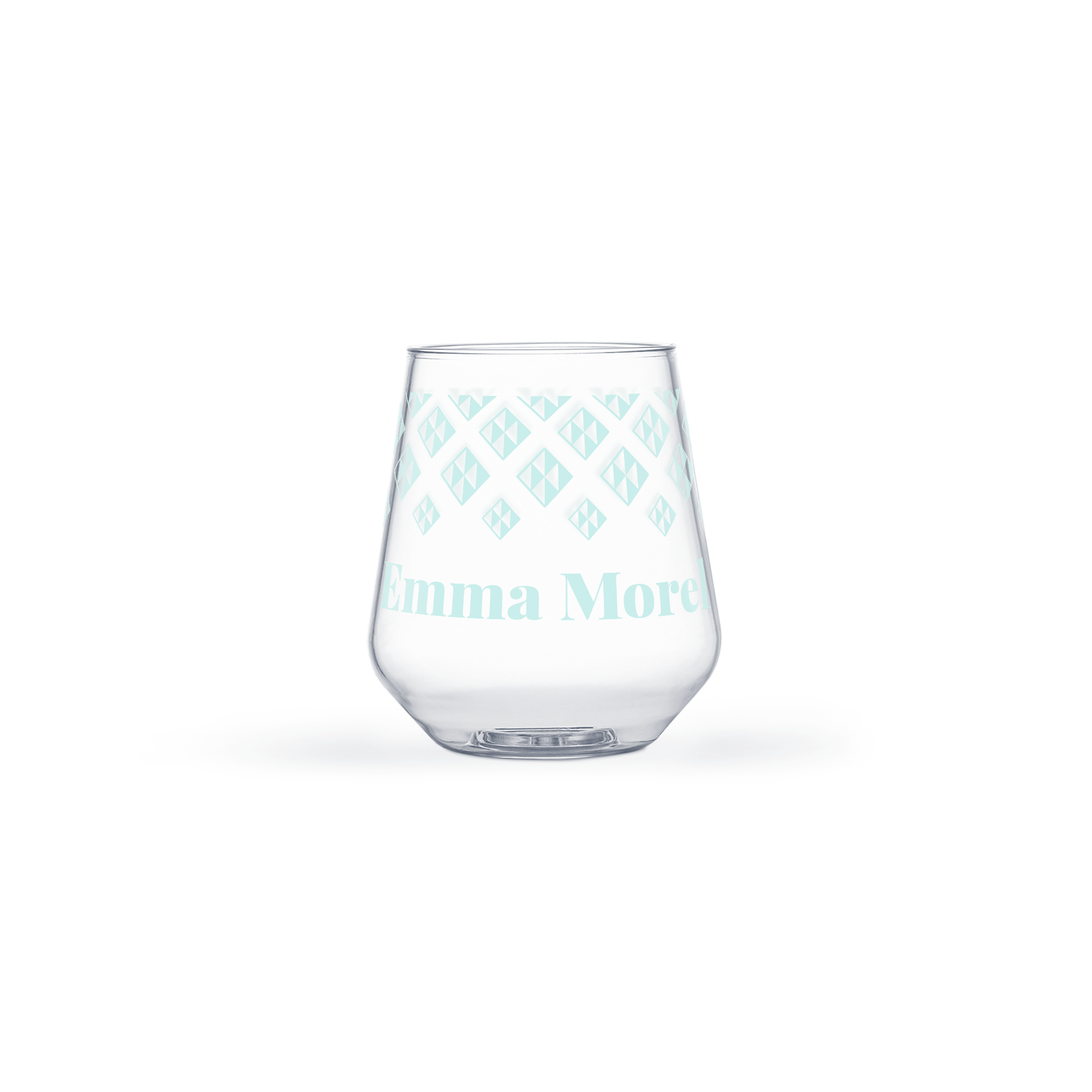 EcoCup personnalisé avec motif géométrique et le prénom Emma More imprimé pour pique-niquer de façon stylée.