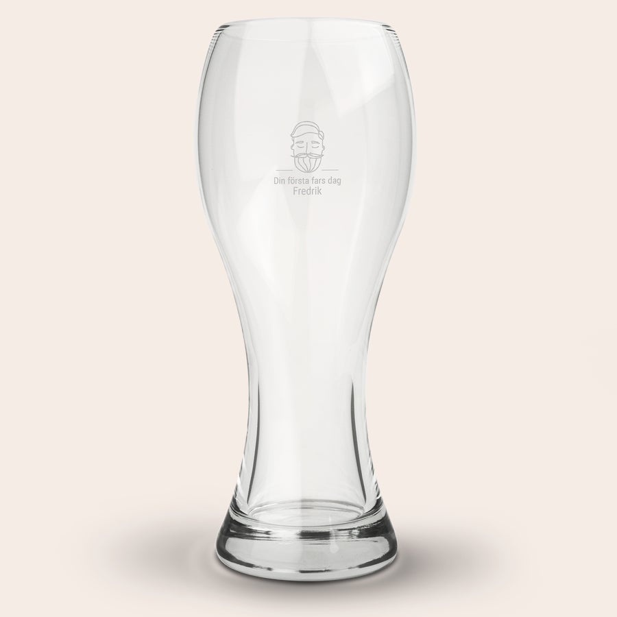 Ölglas - Vasformad Personaliserat ölglas med gravyr av ansikte och texten Din första fars dag Fredrik