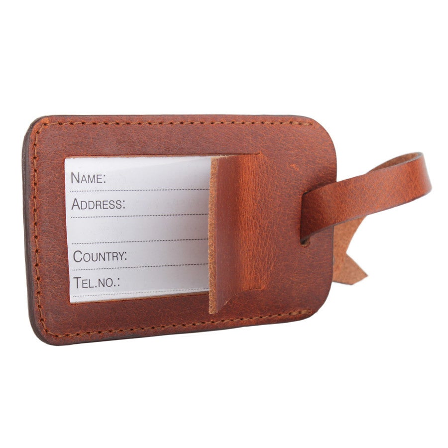 Leather luggage tag