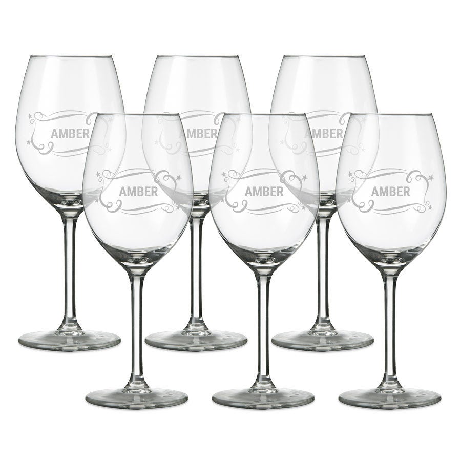 Personalised White Wine Glasses - 6 pcs