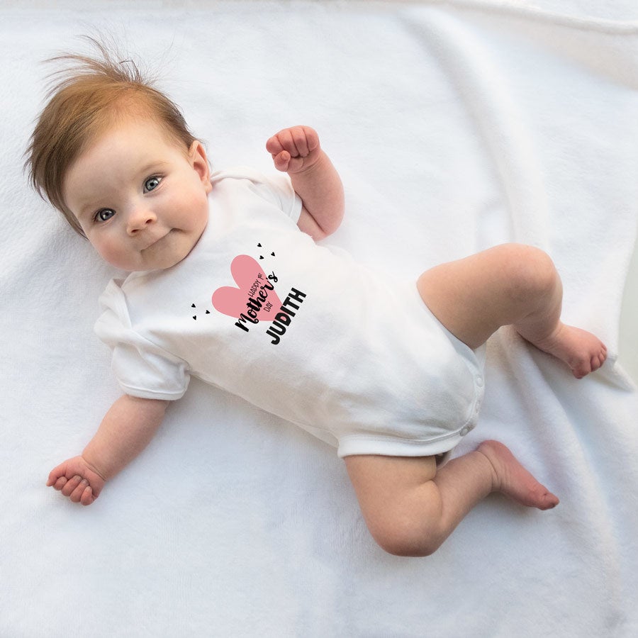 Ensimmäinen äitienpäivä - vauvan body - Valkoinen-50/56