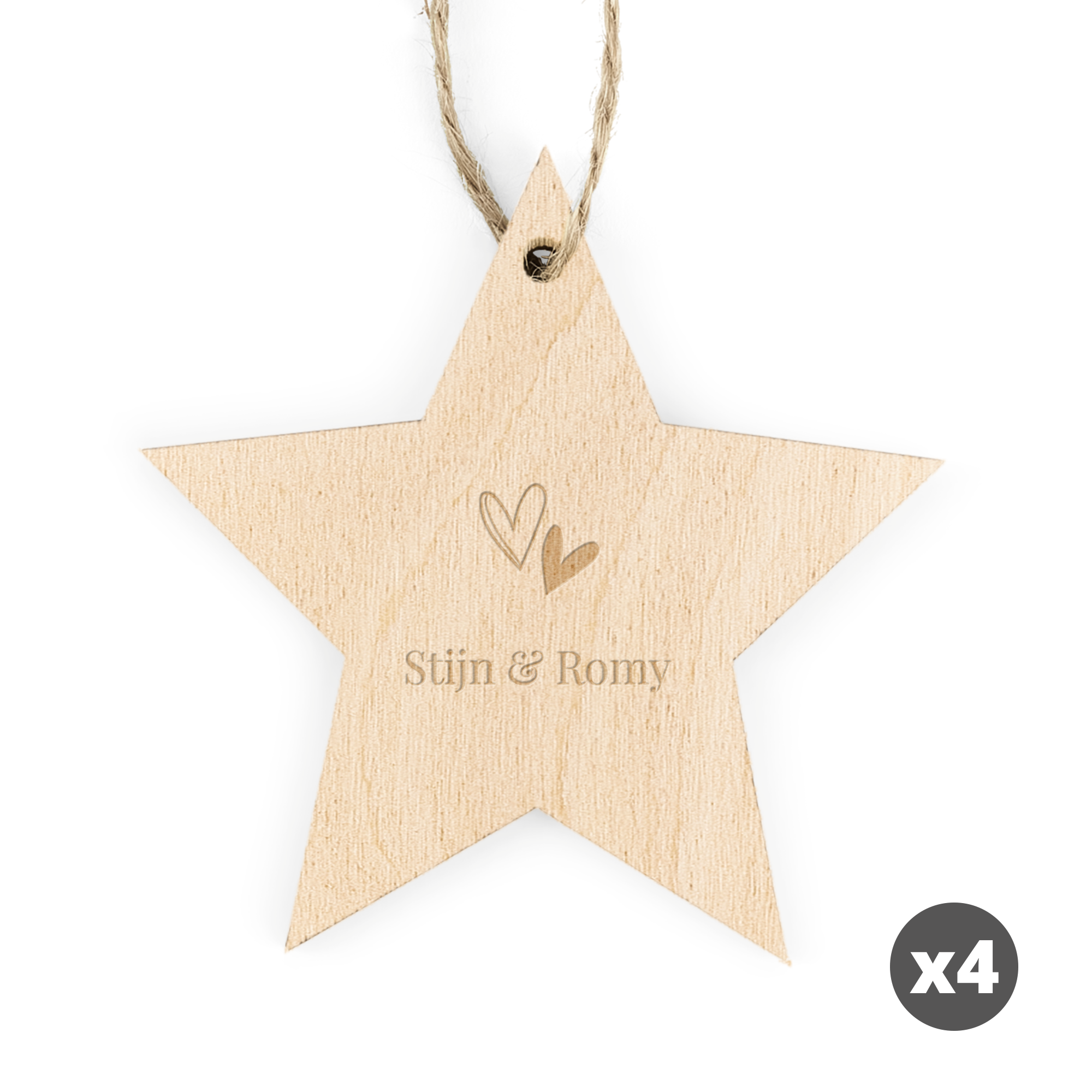 Houten kersthanger met naam
