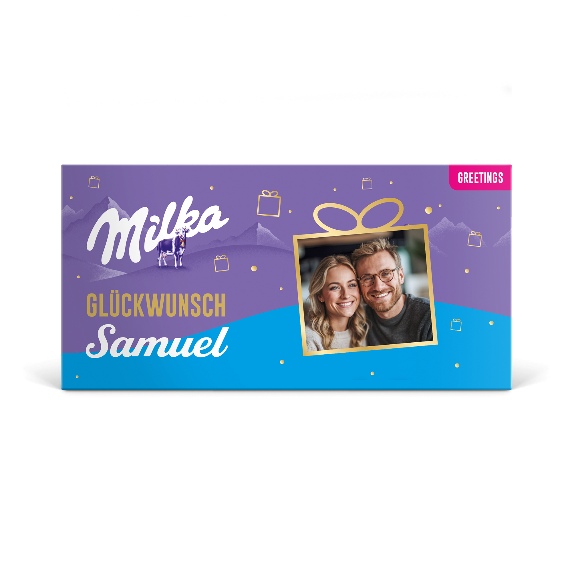 Personalisierte Milka-Schokoladen-Grußkarte