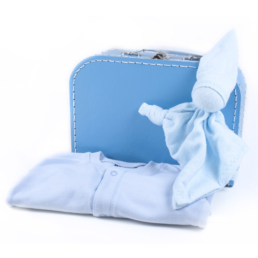 baby blue suitcase