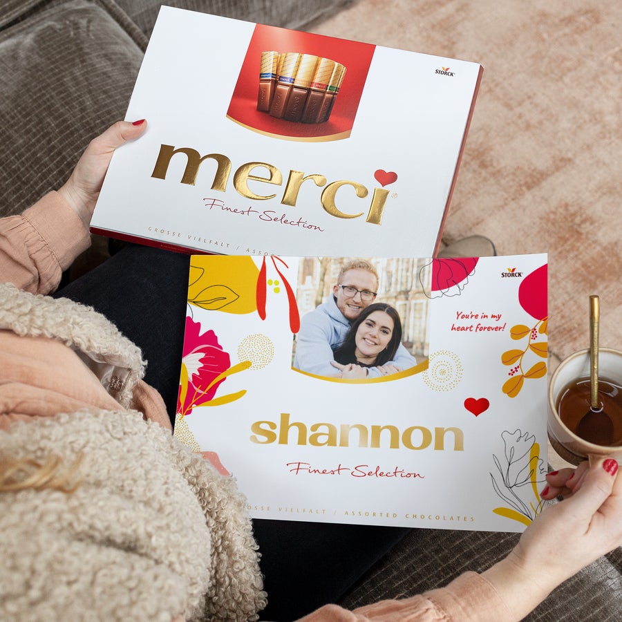 Personalised Merci Chocolate Gift Box & Greeting Card Personalised Merci Chocolate Gift Box & Greeting Card