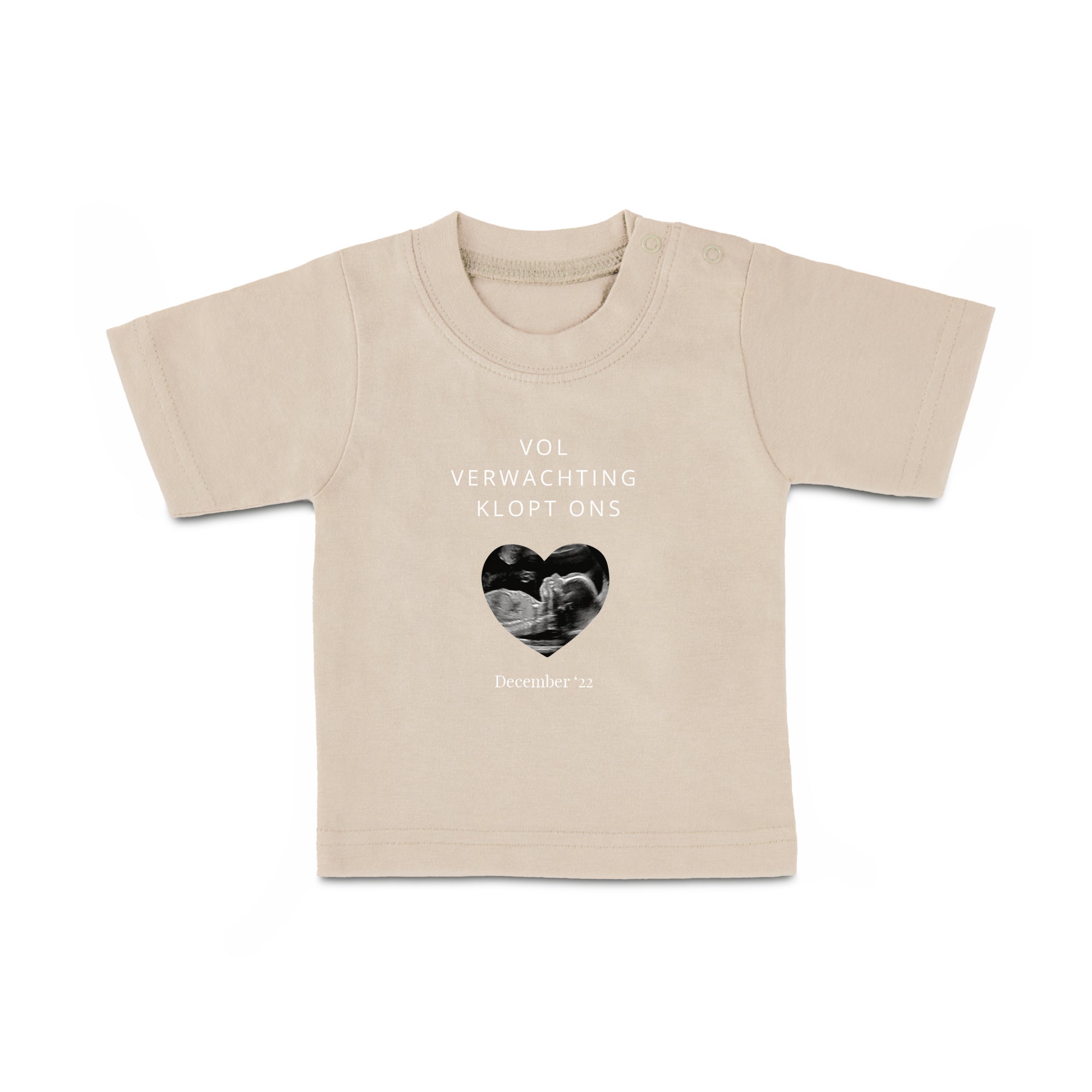 Baby shirt bedrukken - Korte mouw - Beige - 62/68