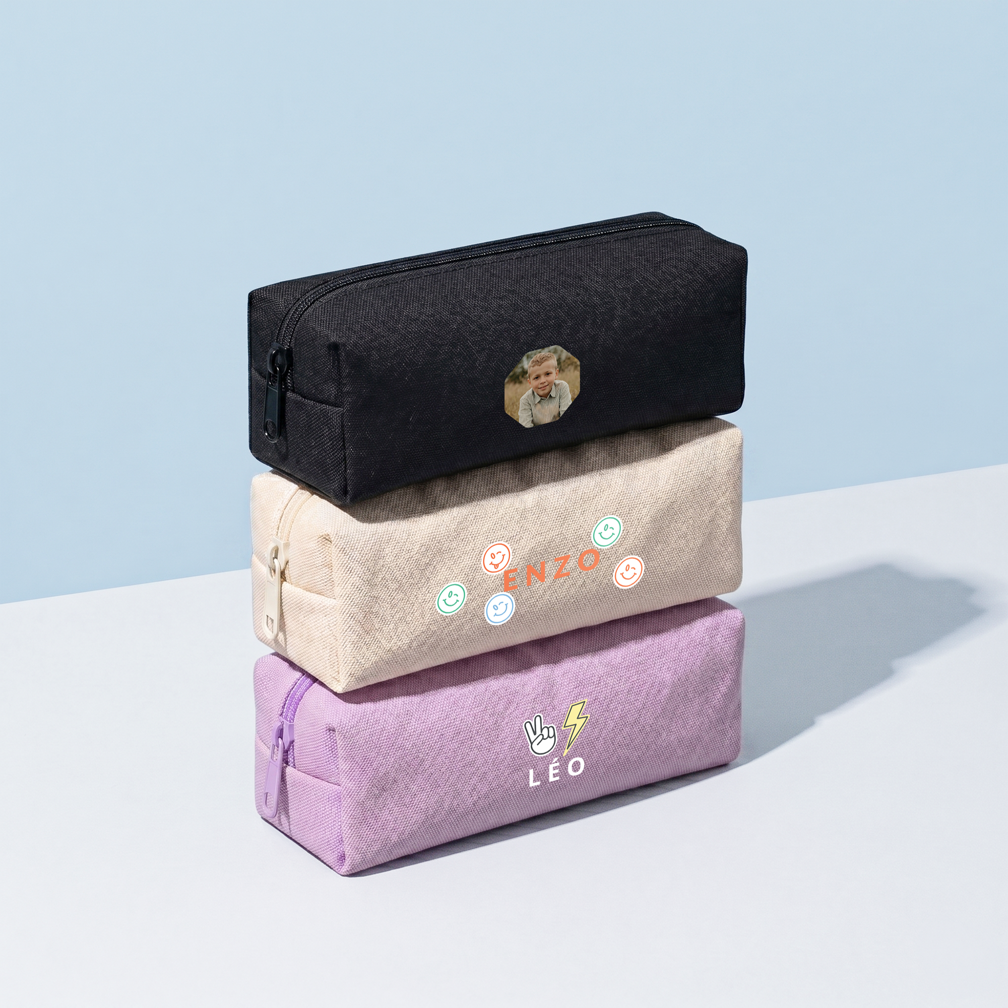 Trousse personnalisée noire avec photo imprimée de votre choix pour un cadeau unique
