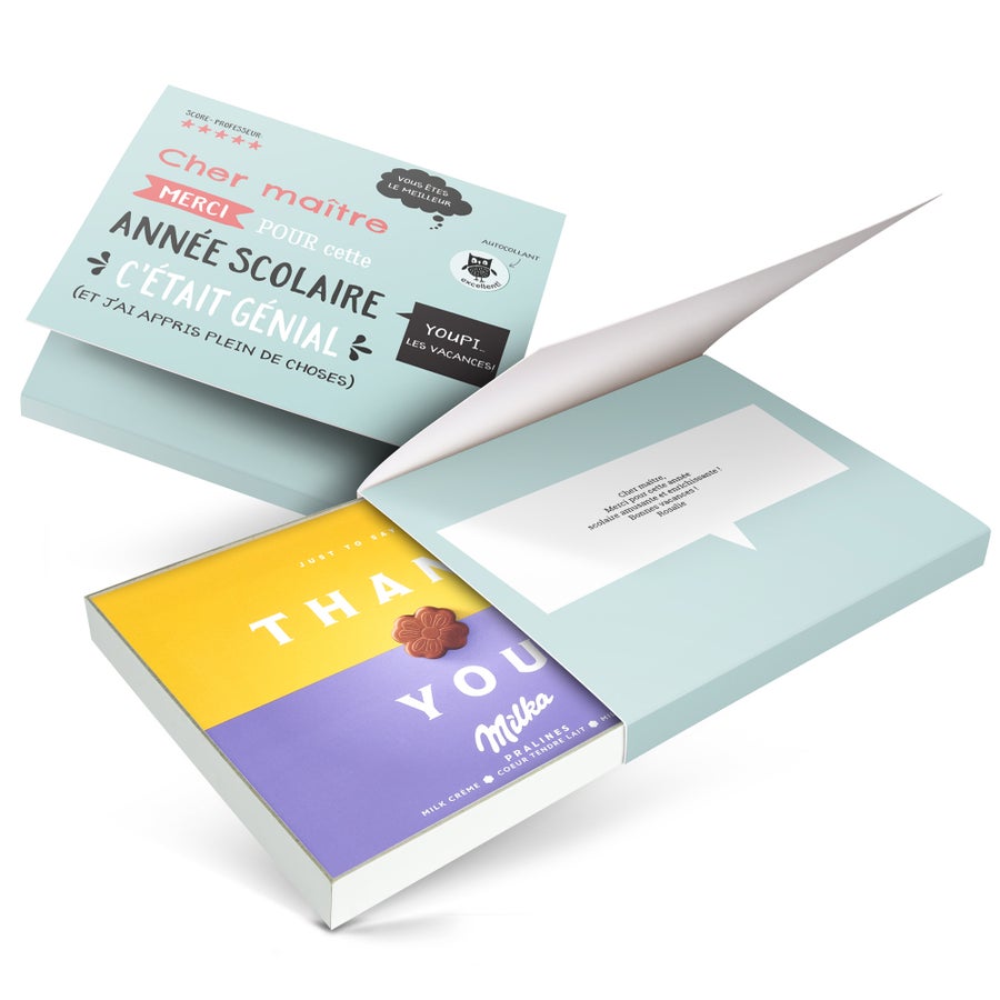Coffret Milka - MeCoffret Milka personnalisé - Maîtresse/Maître/Nounou Coffret Milka - MeCoffret Milka personnalisé - Maîtresse/Maître/Nounou
