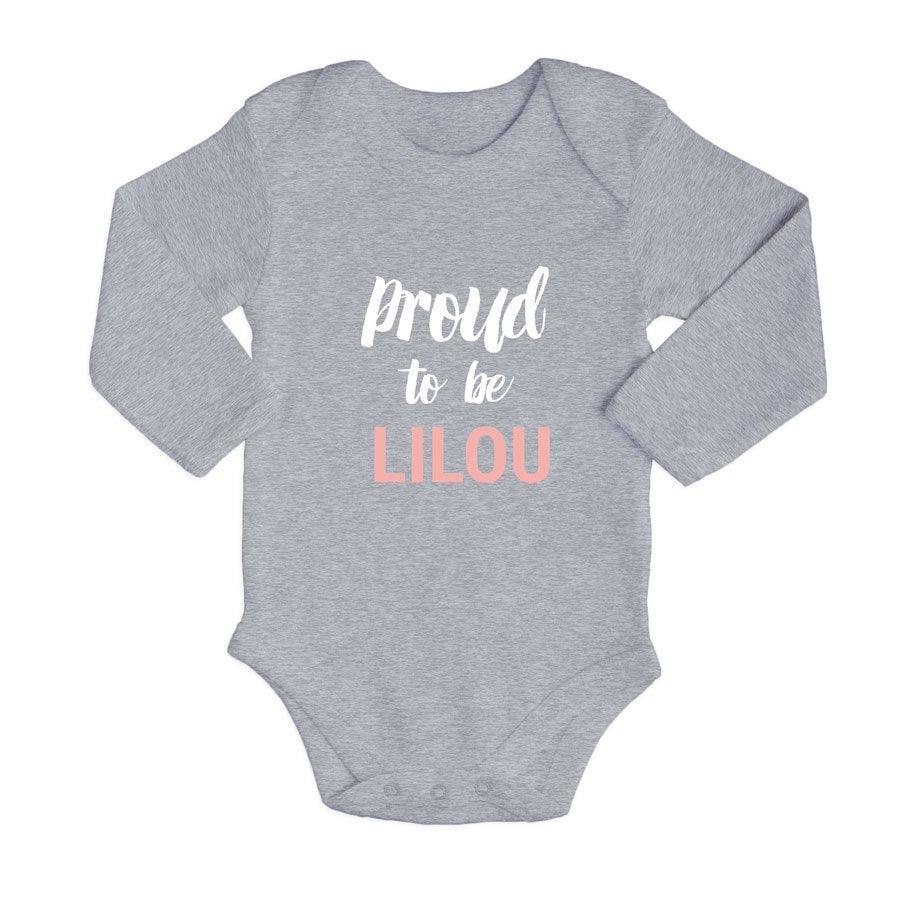 Body bébé personnalisé - Gris -  50/56