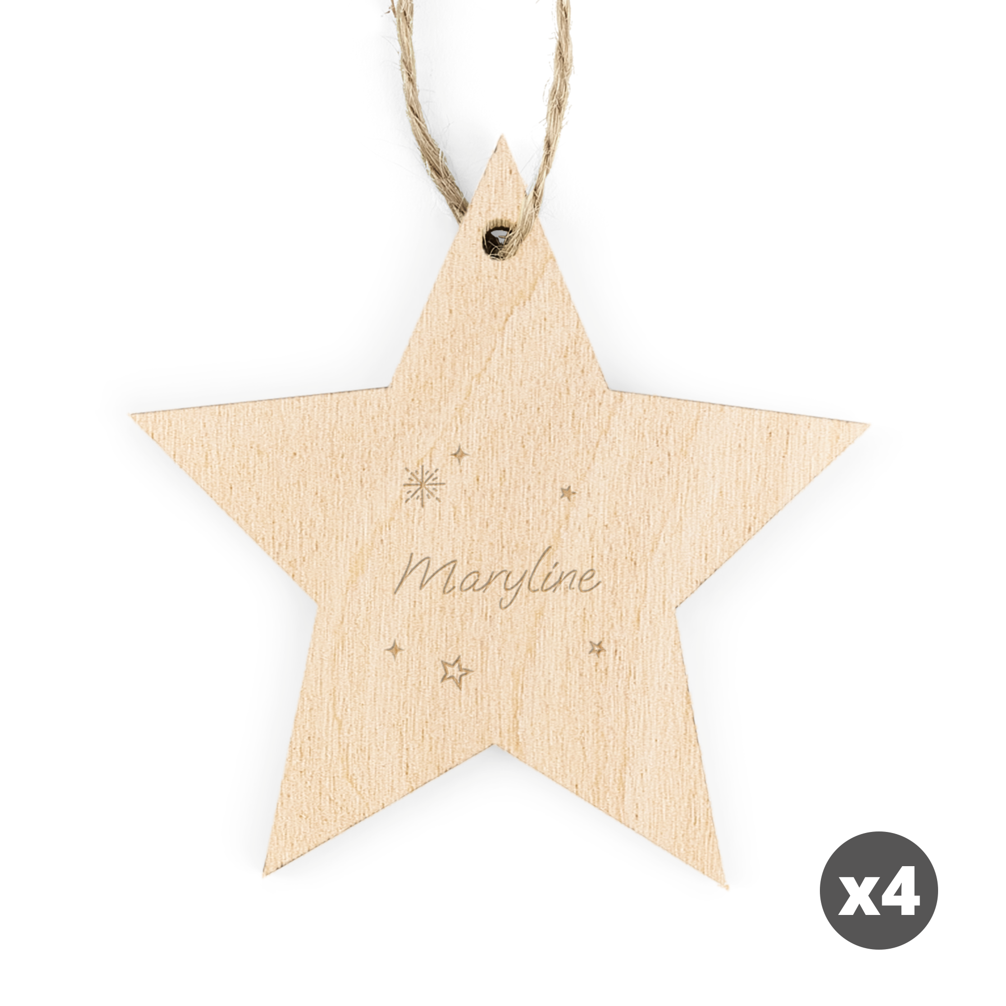 Décorations de Noël en bois avec nom gravé